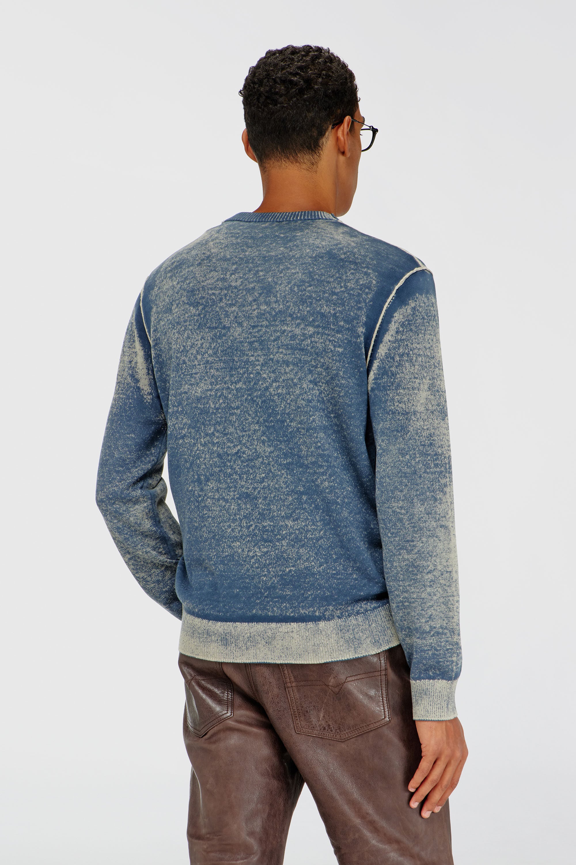 Diesel - K-LAUTI-A, Male's Jumper with reverse print in Medium Blue - 4