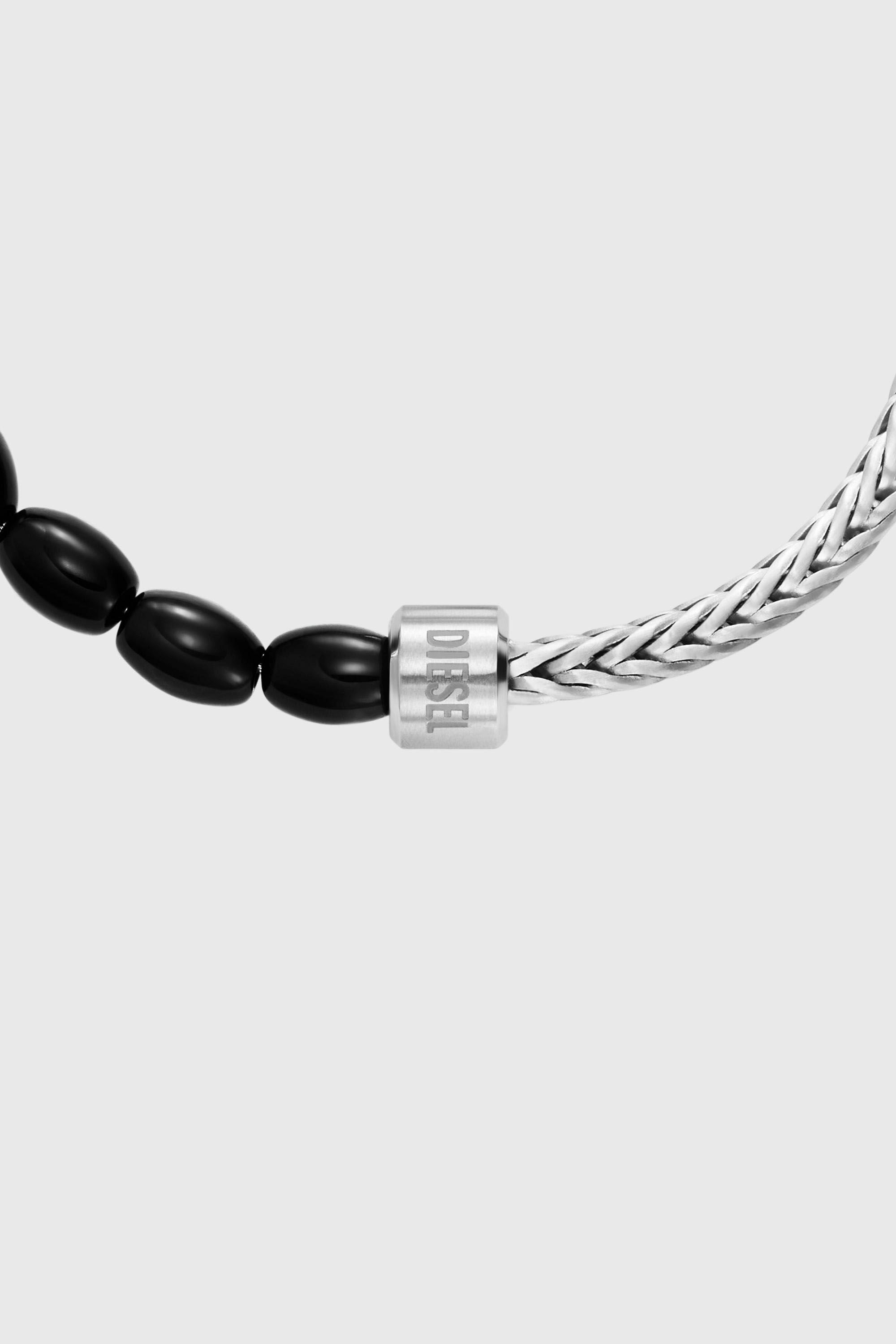 Diesel - DX1714040, Pulsera de cuentas de &aacute;gata negra Unisex in Plateado - 3