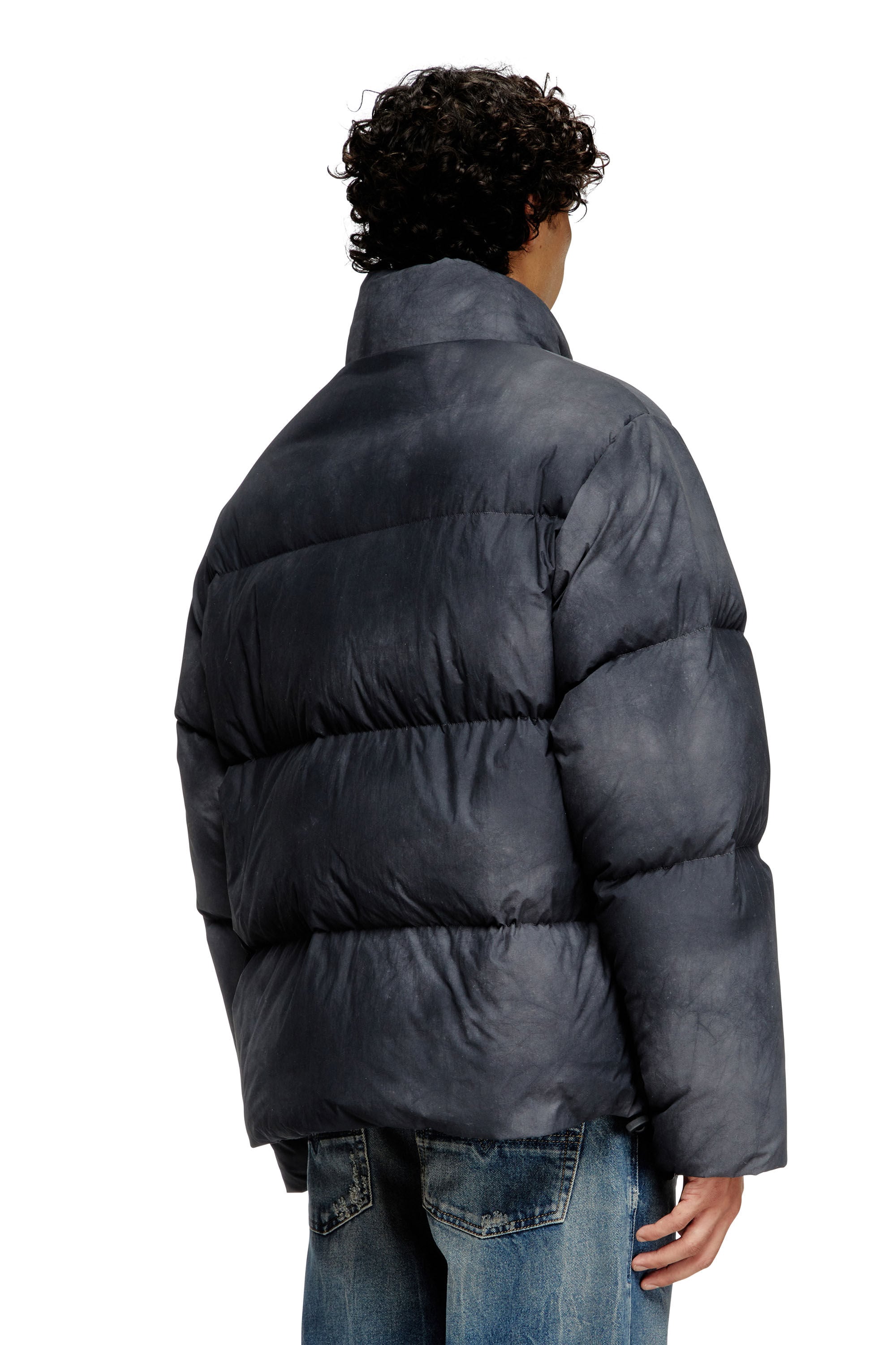 Men's Hooded down jacket in patchy nylon | Black | Diesel US