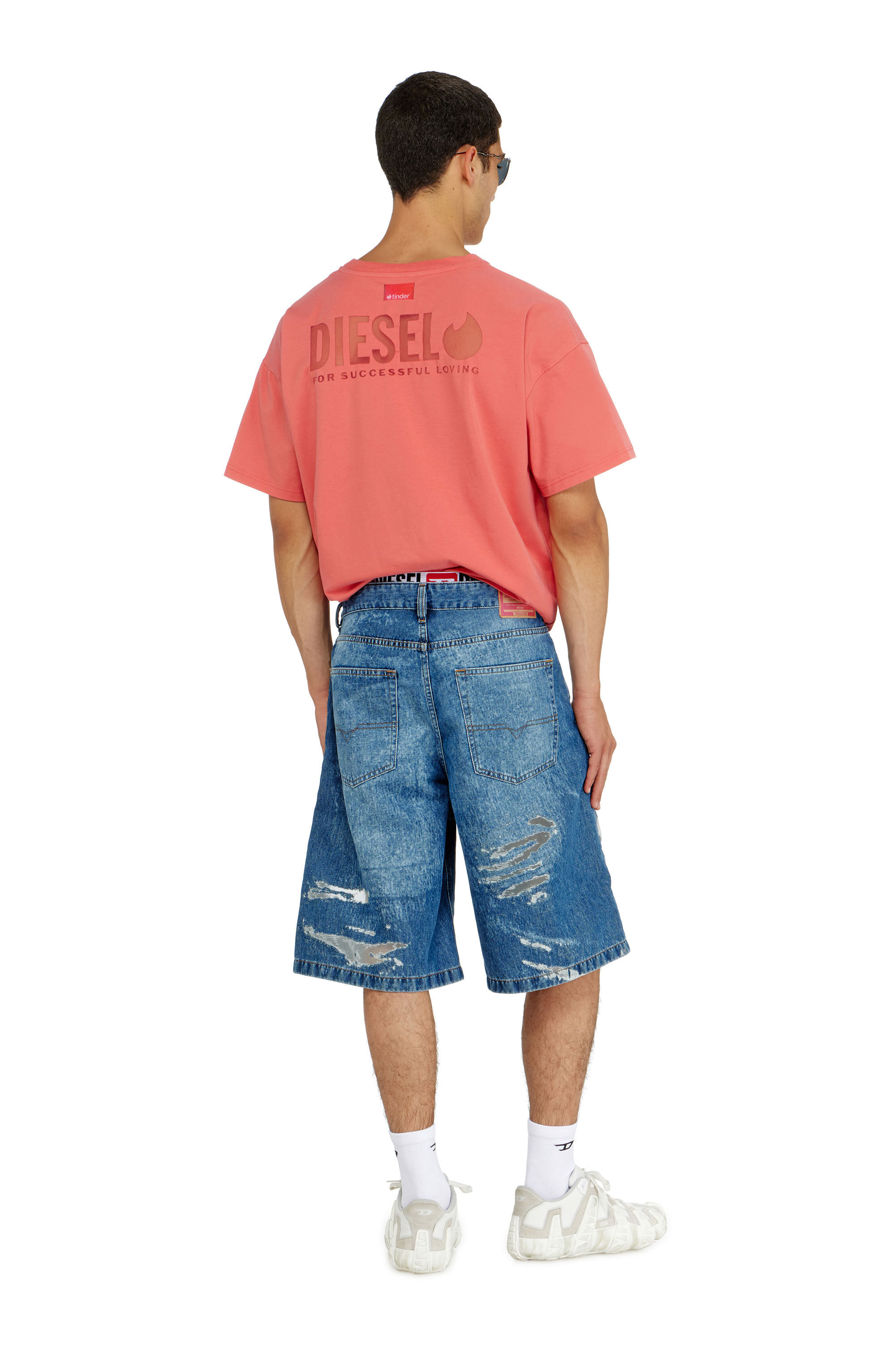 Women's T-shirt with transparent back logo | Red | Diesel {{Country}}
