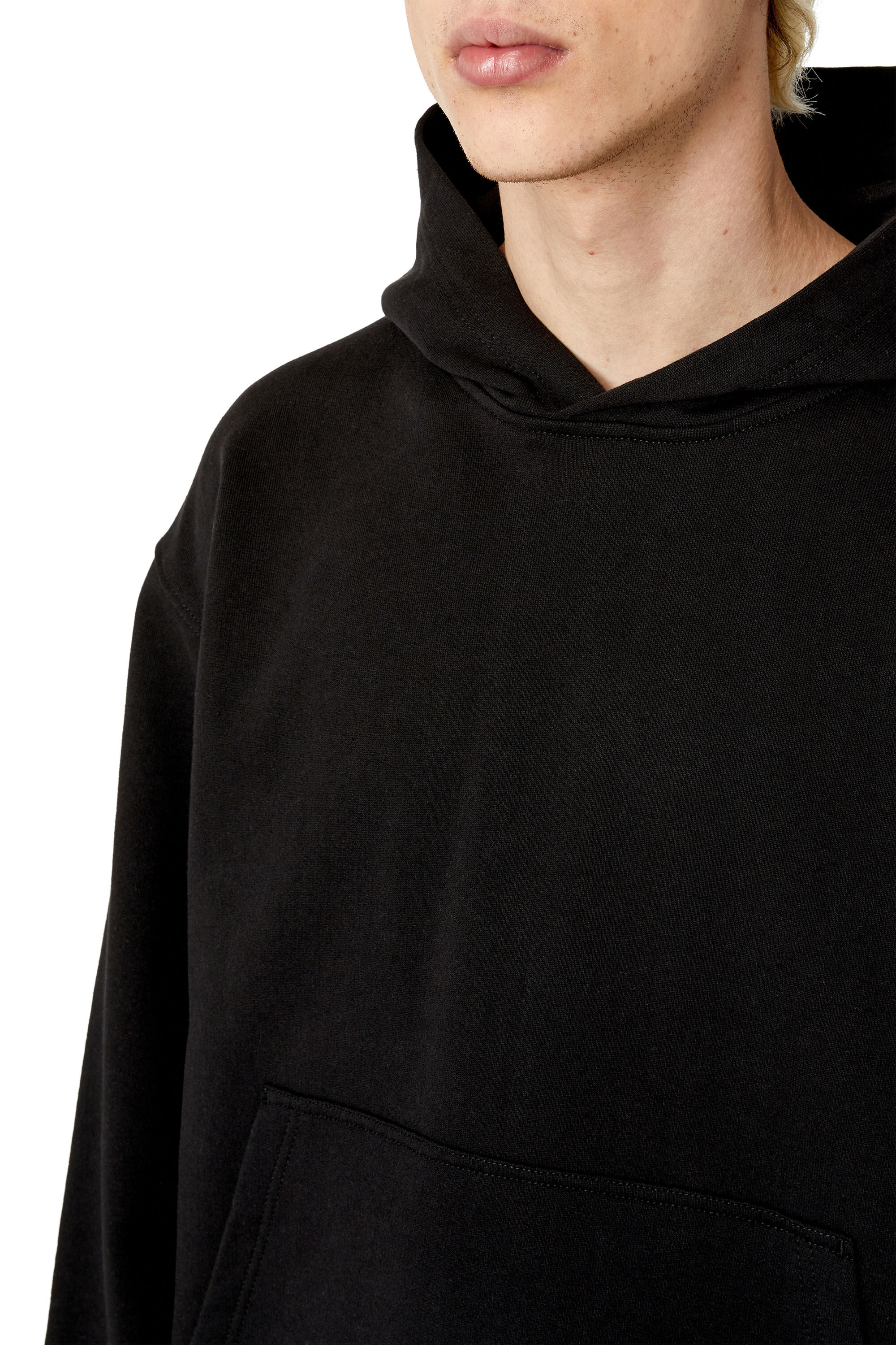 Diesel - S-MACS-HOOD-MEGOVAL, Man's Hoodie with back maxi D logo in Black - 5
