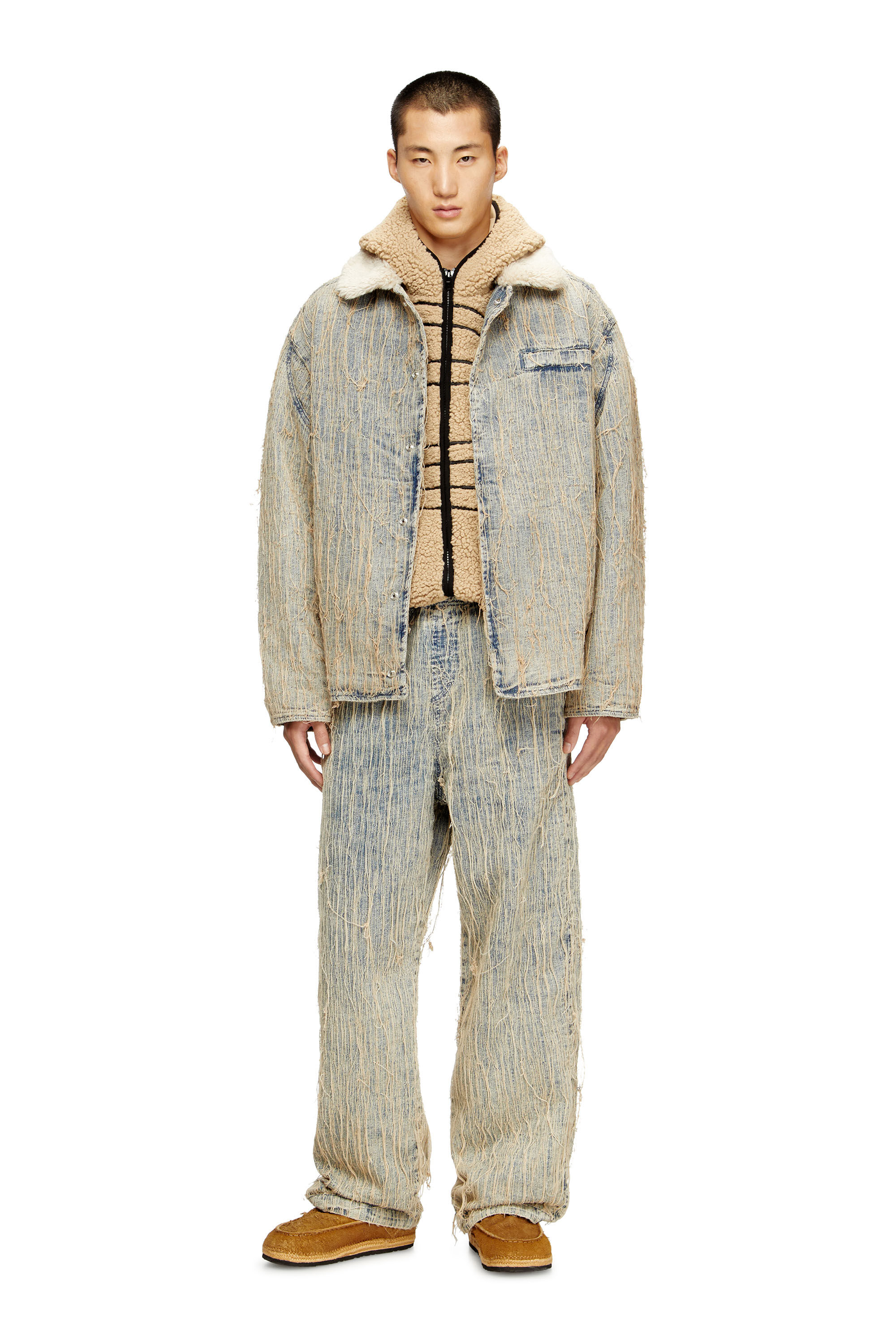 Diesel - D-IVAR-S, Male's Jacket in floating-thread jacquard denim in Light Blue - 1