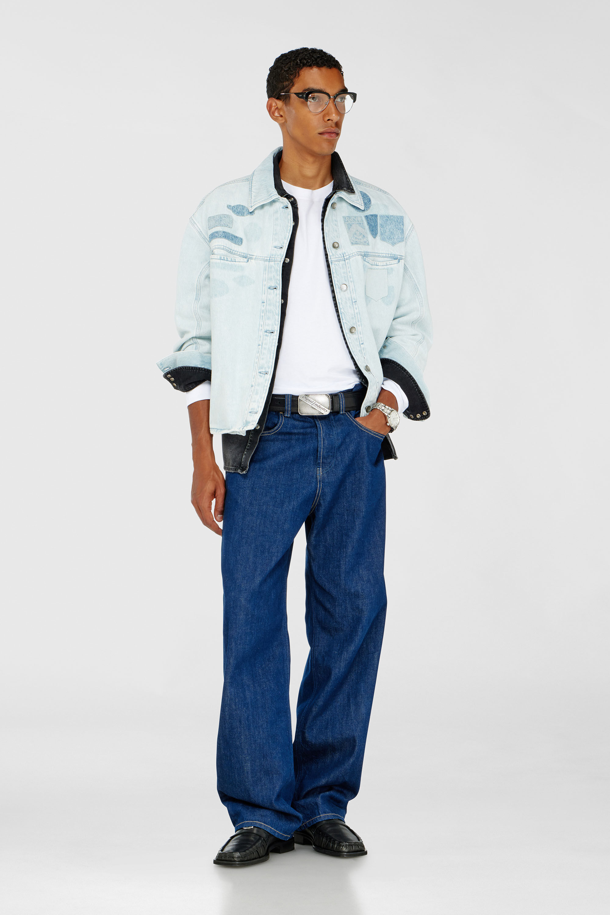 Women's Denim overshirt with patch effects | Blue | Diesel {{Country}}