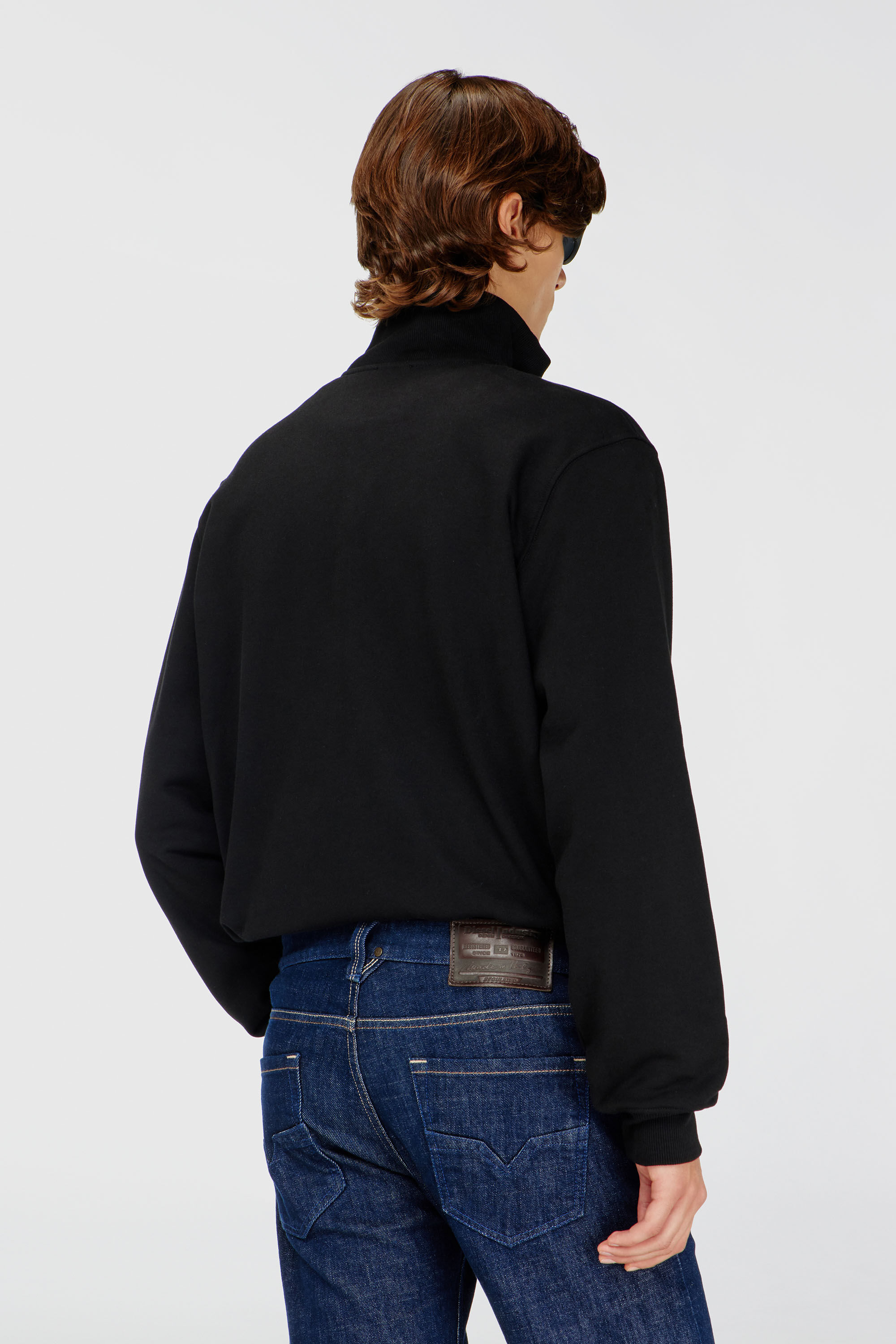 Diesel - S-GINNI-ZIP-OD, Sudadera con cremallera con logotipo met&aacute;lico Hombre in Negro - 4