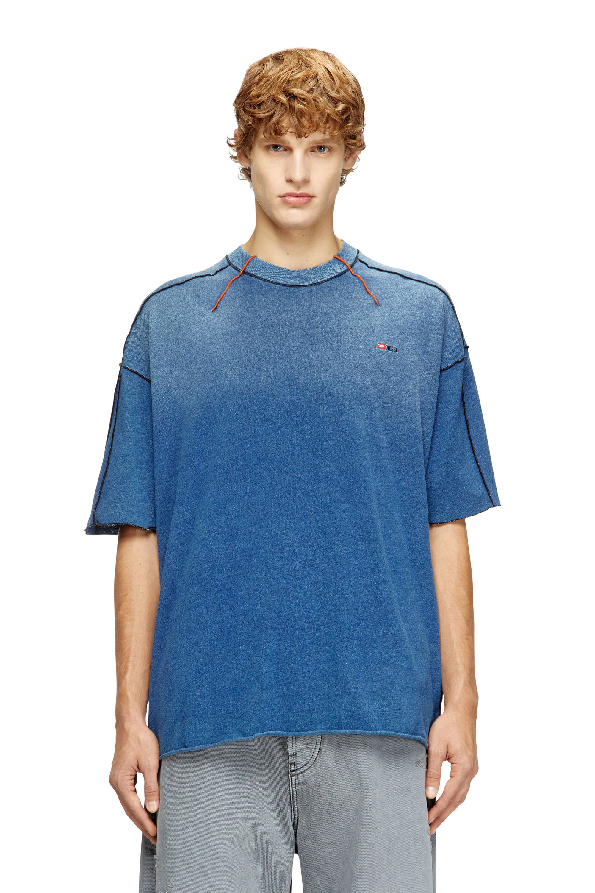Diesel - T-CRAOXT, Camiseta de algodón con costuras overlock en contraste Hombre in ToBeDefined - 2