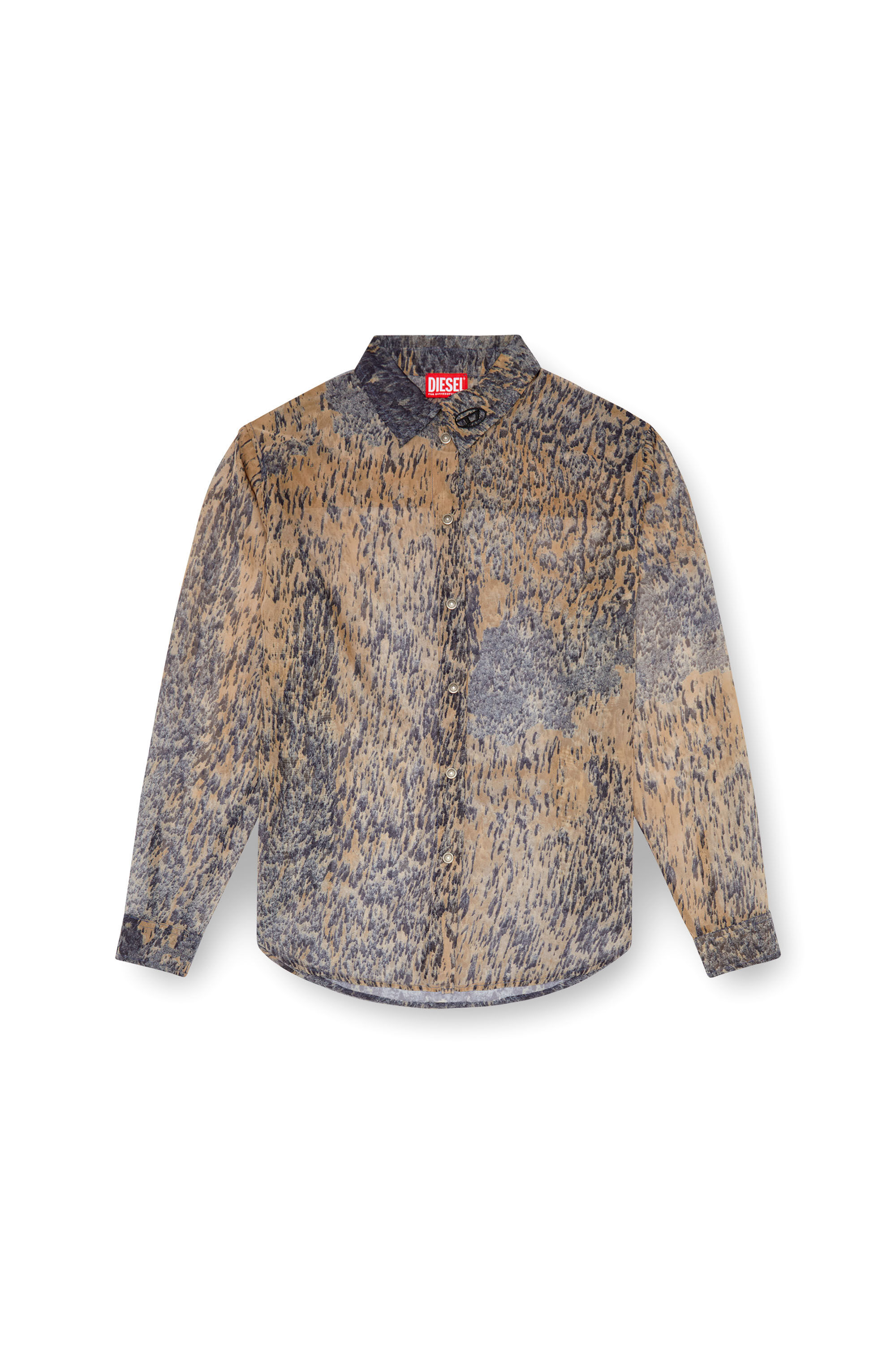 Diesel - C-OSMOS, Female's Sheer shirt in printed chiffon in Beige/Grey - 2