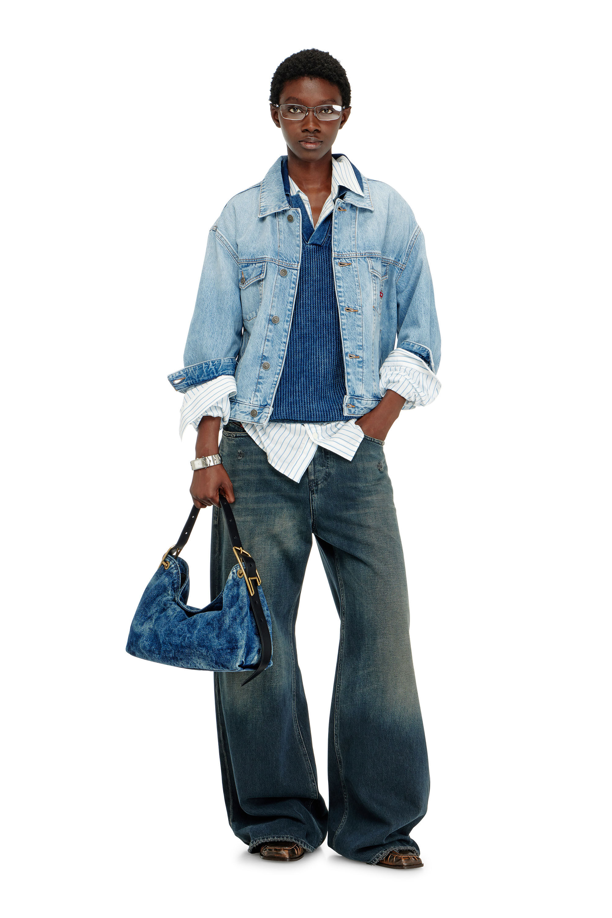 Diesel - D-RANGER, Unisex's Trucker jacket in denim in Light Blue - 7