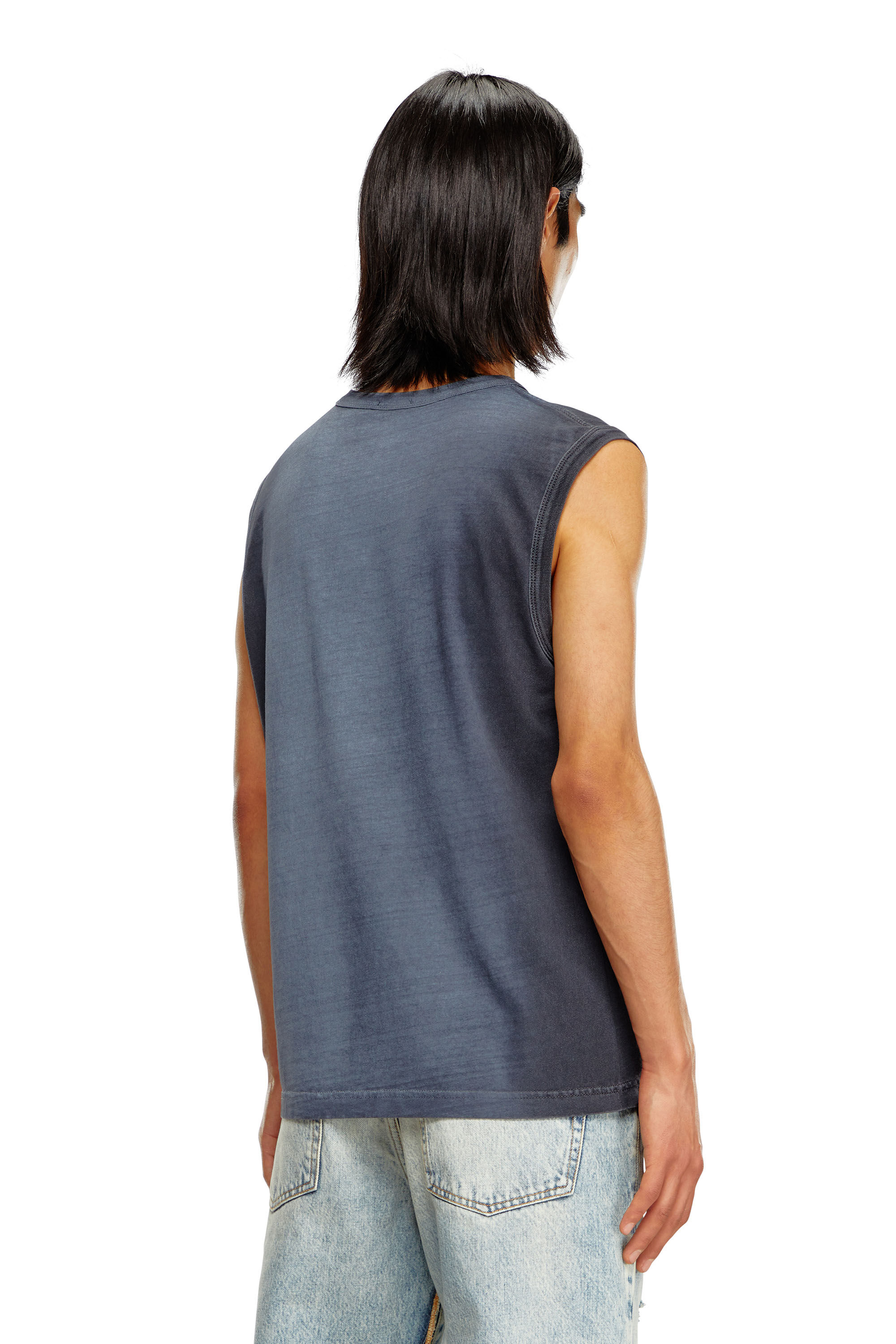 Diesel - T-BISCO-Q1, Male's Faded tank top with graphic print in Dark Blue - 5