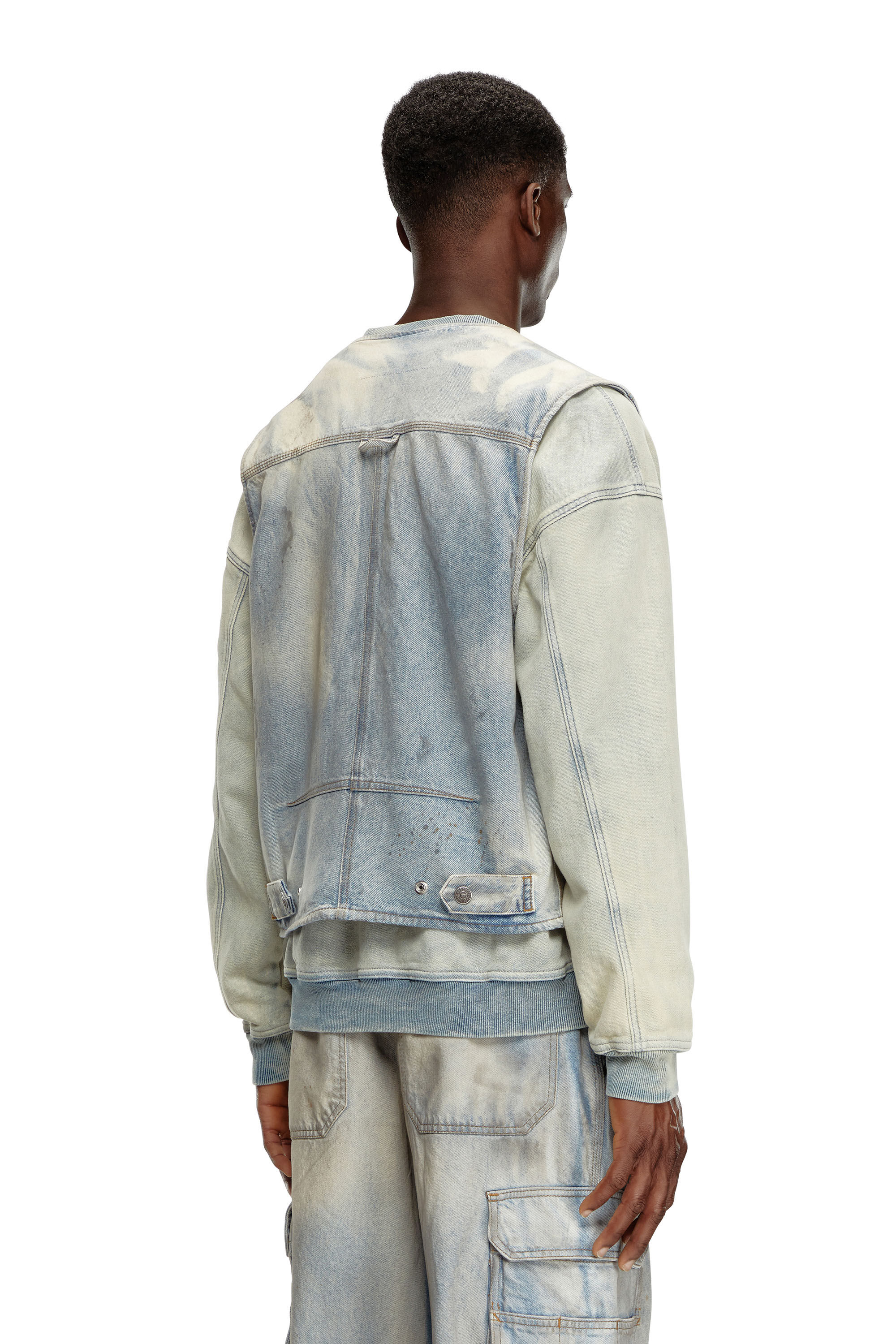 Diesel - D-SAMP-S, Male's Sleeveless jacket in solarised denim in Blue/White - 5