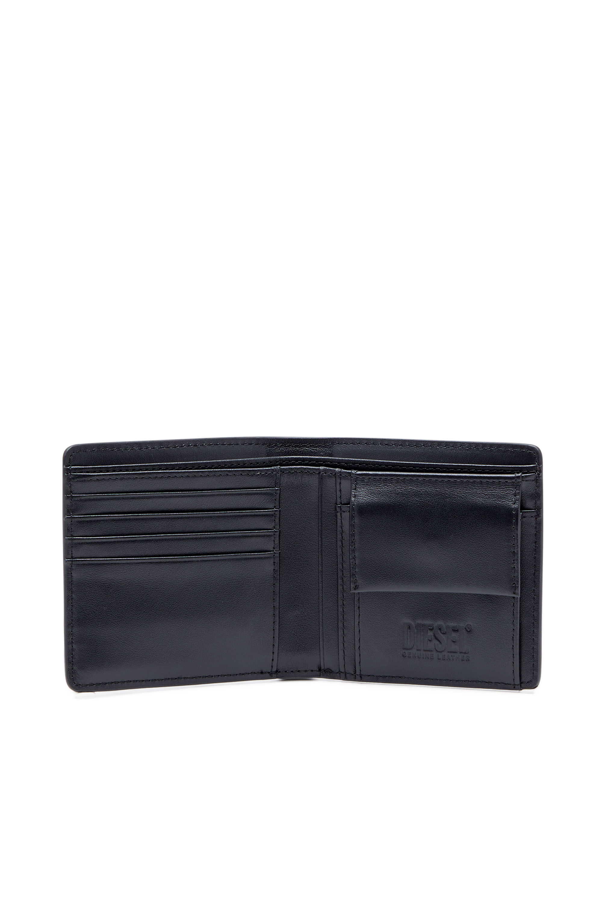 Diesel - BI-FOLD COIN S, Male's Bi-fold wallet in textured leather in Black - 3