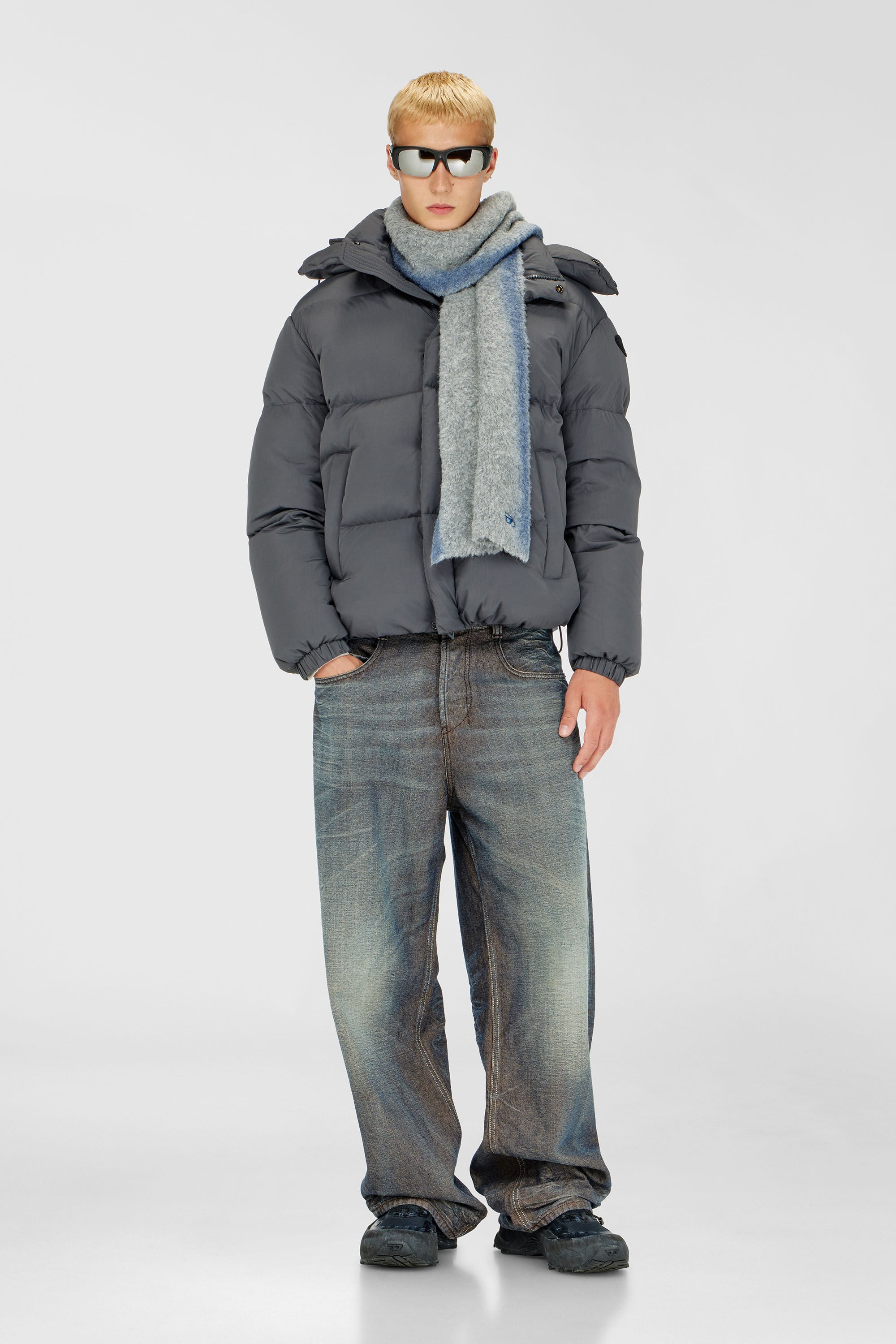 Diesel - K-RINO-SCARF, Unisex's Alpaca-blend scarf with sprayed effect in Grey - 4