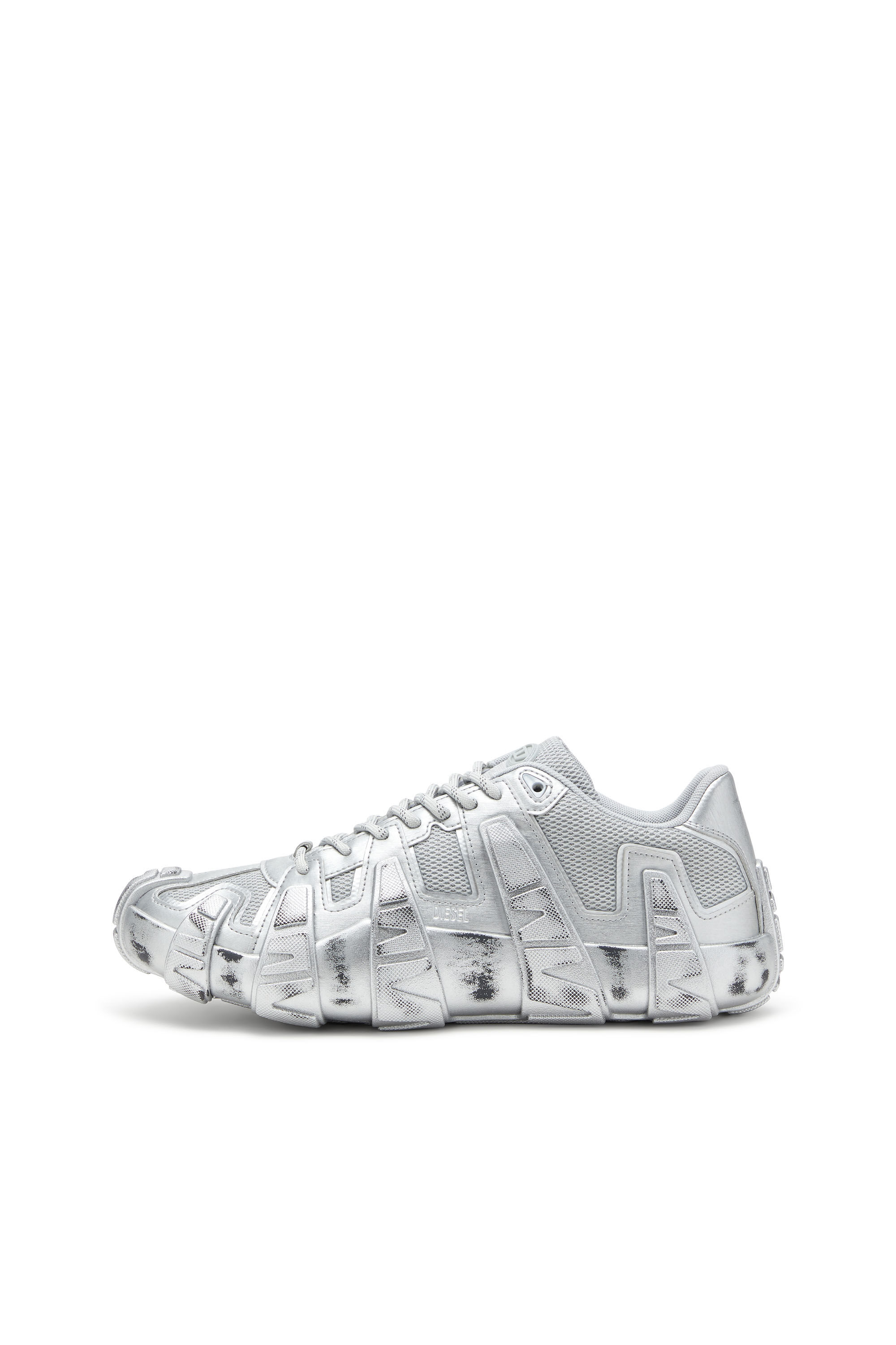 Diesel - S-D-GRIFFE LOW, Male's S-D-Griffe-Metallic sneakers in mesh and PU in Silver - 7