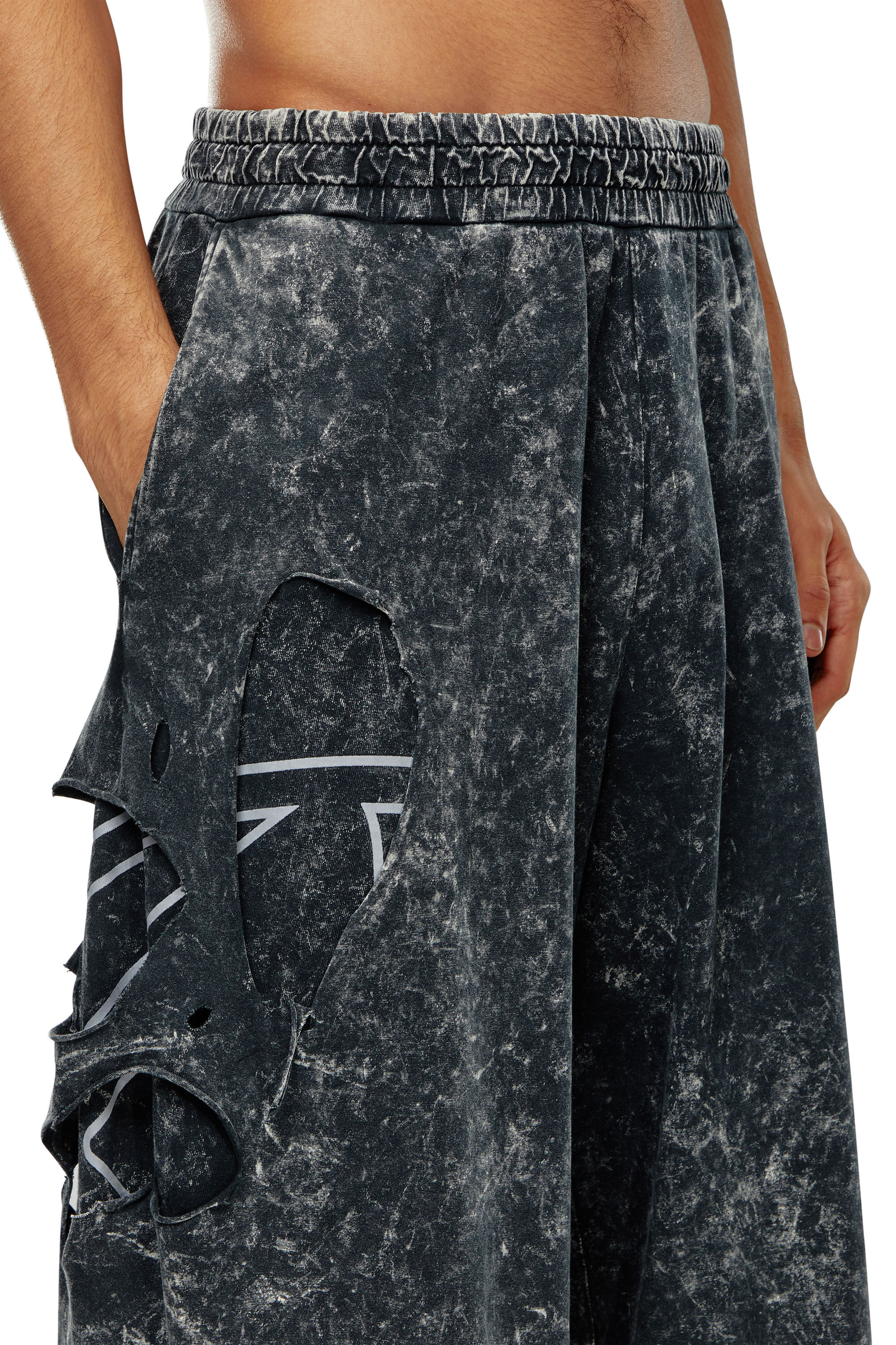 Diesel - P-ECKYO-PEELOVAL, Pantalon Oval D en jersey marbré Homme in Noir - 4
