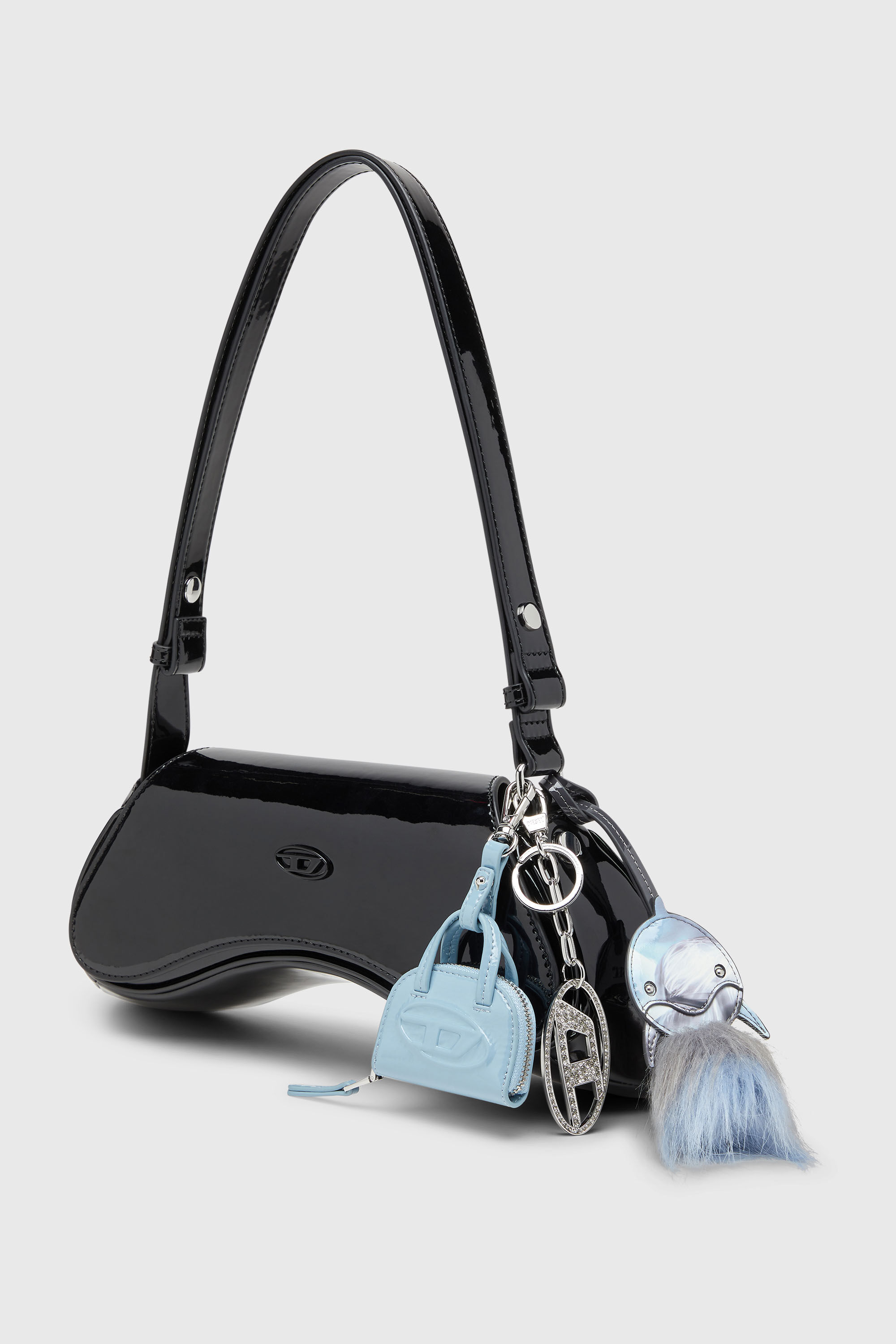 Diesel - HOLY-C, Female's Metal Oval D keyring with crystals in Silver - 3