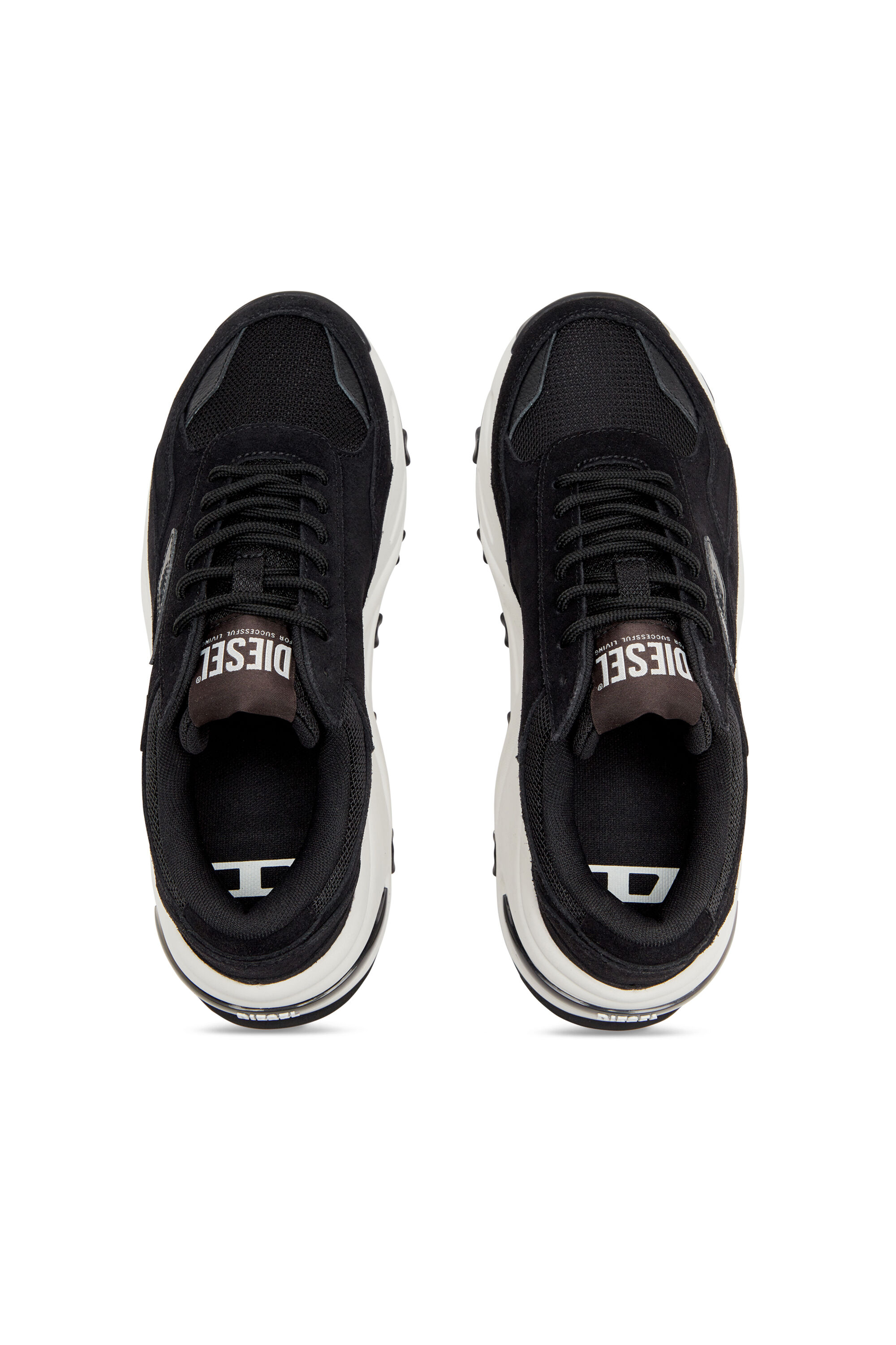 Diesel - S-SAVANNAH W, Woman's S-Savannah-Platform sneakers in suede and mesh in Black - 4