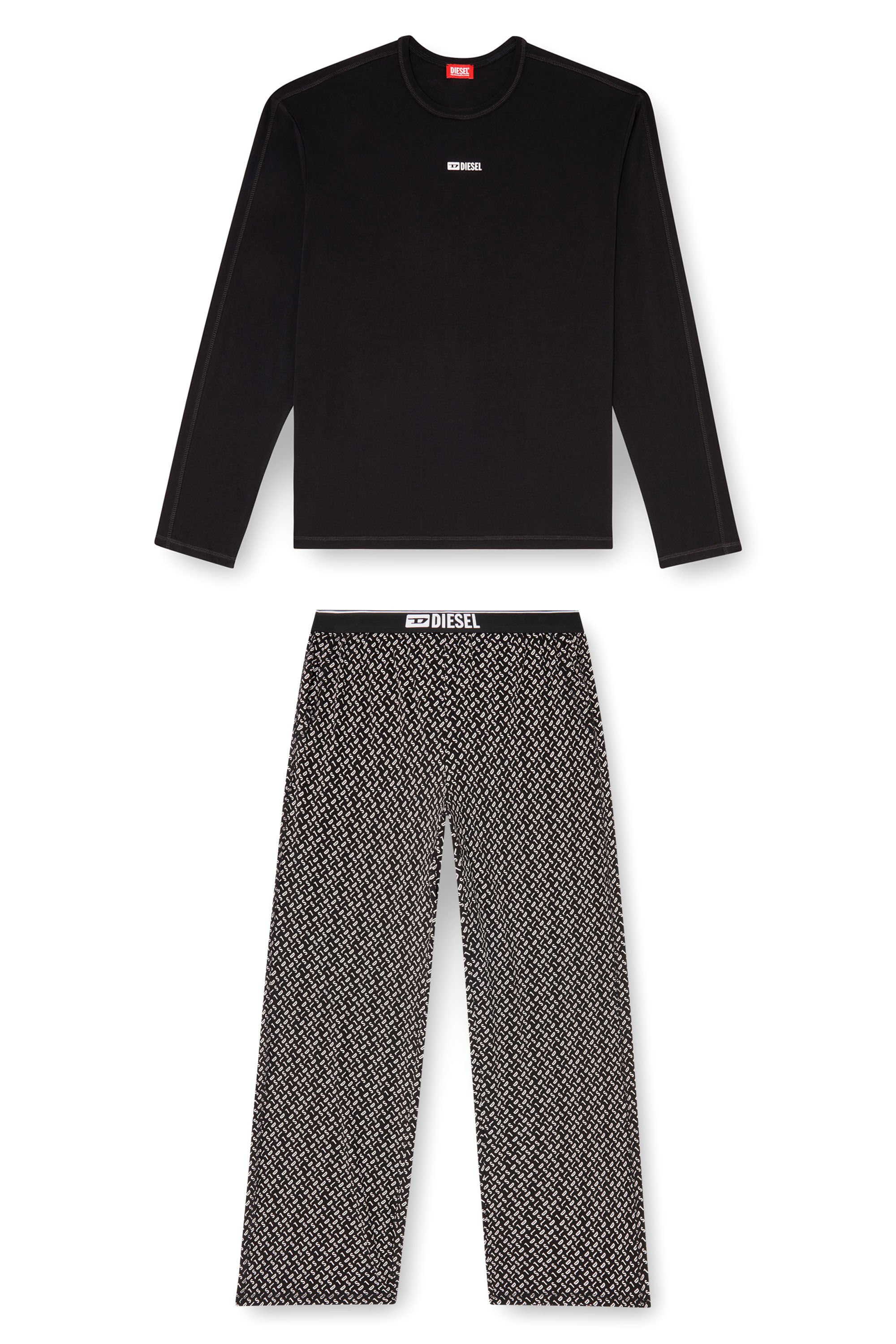 Diesel - SET-NOLAN-D-BOX, Pyjama en coton avec bas imprim&eacute; Homme in Noir - 4