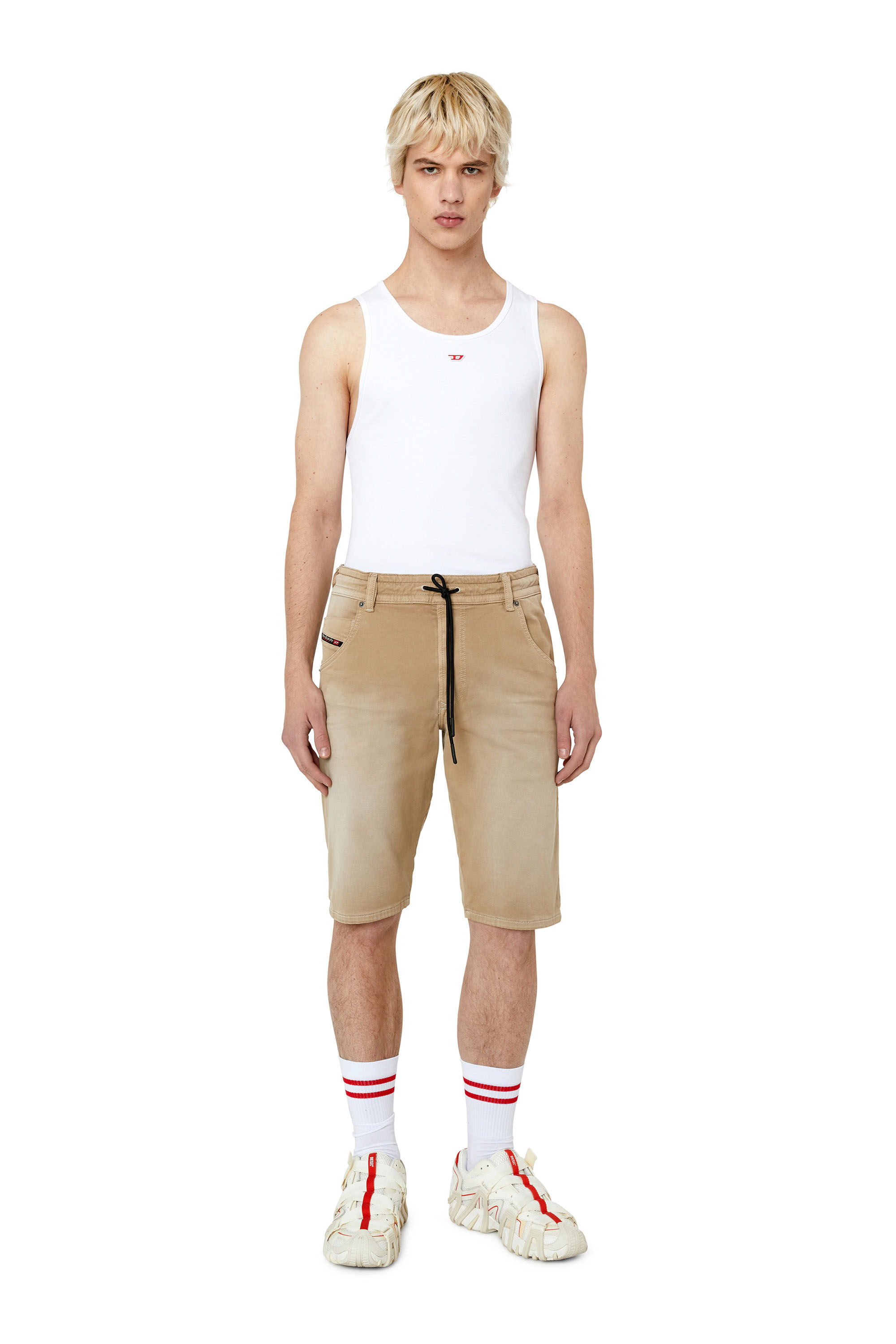 Diesel - D-KROOSHORT-Z JOGGJEANS, Man's Coloured shorts in JoggJeans&reg; in Beige - 1