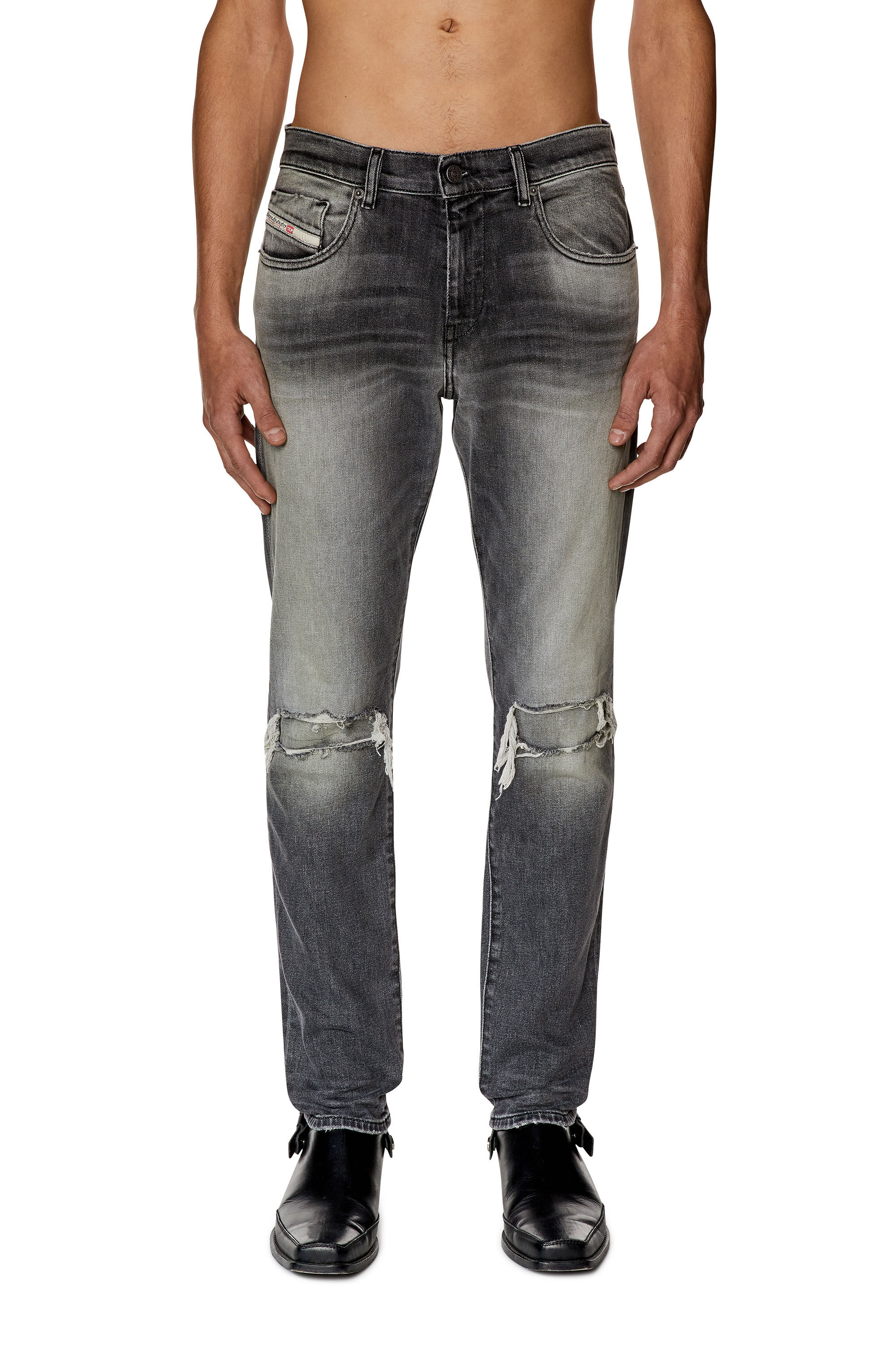Diesel - Slim Jeans 2019 D-Strukt 09G03, Male's Slim Jeans - 2019 D-Strukt in Light Grey - 3