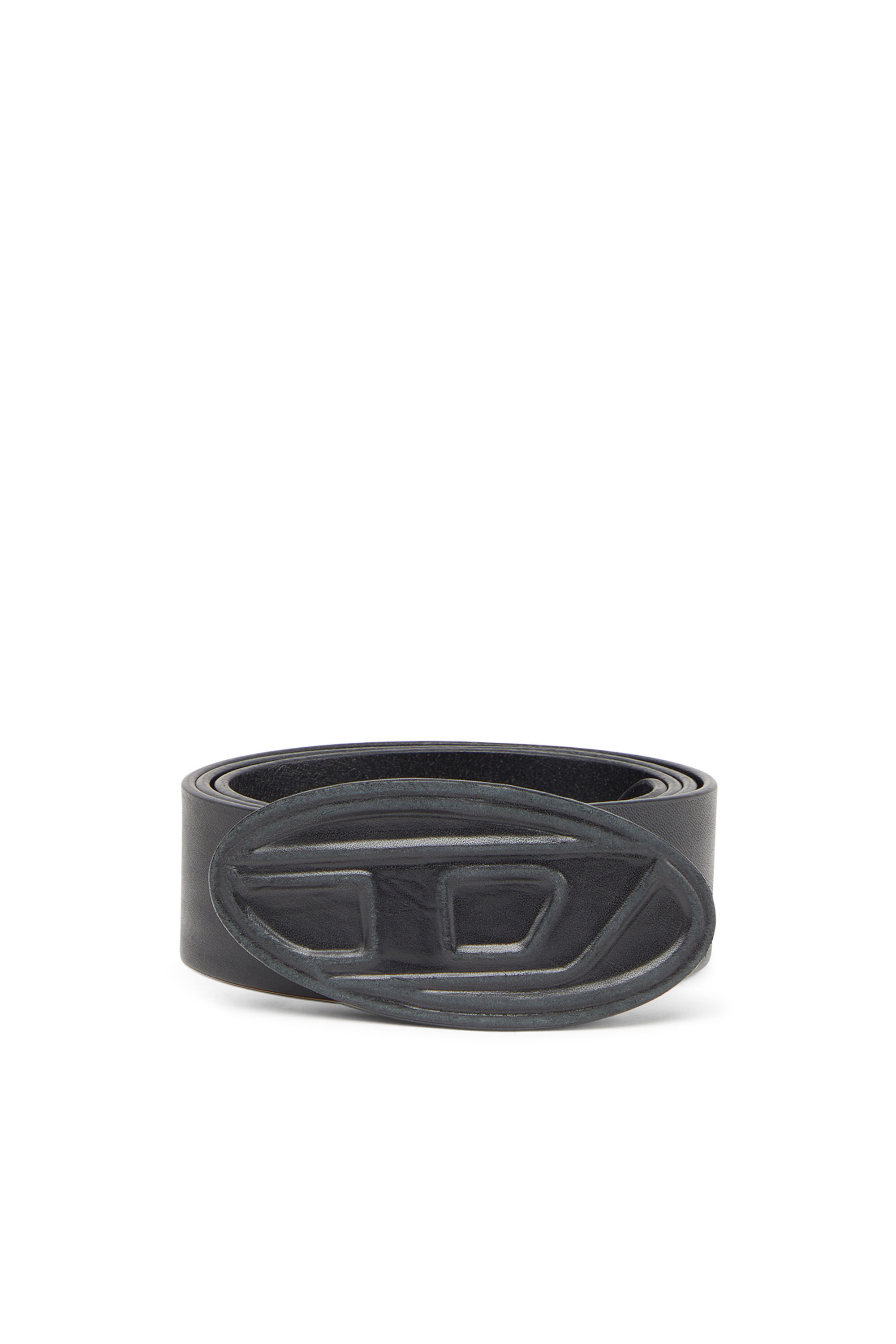Diesel - B-1DR SCRATCH, Male's Leather belt with leather 'D' buckle in Black - 1