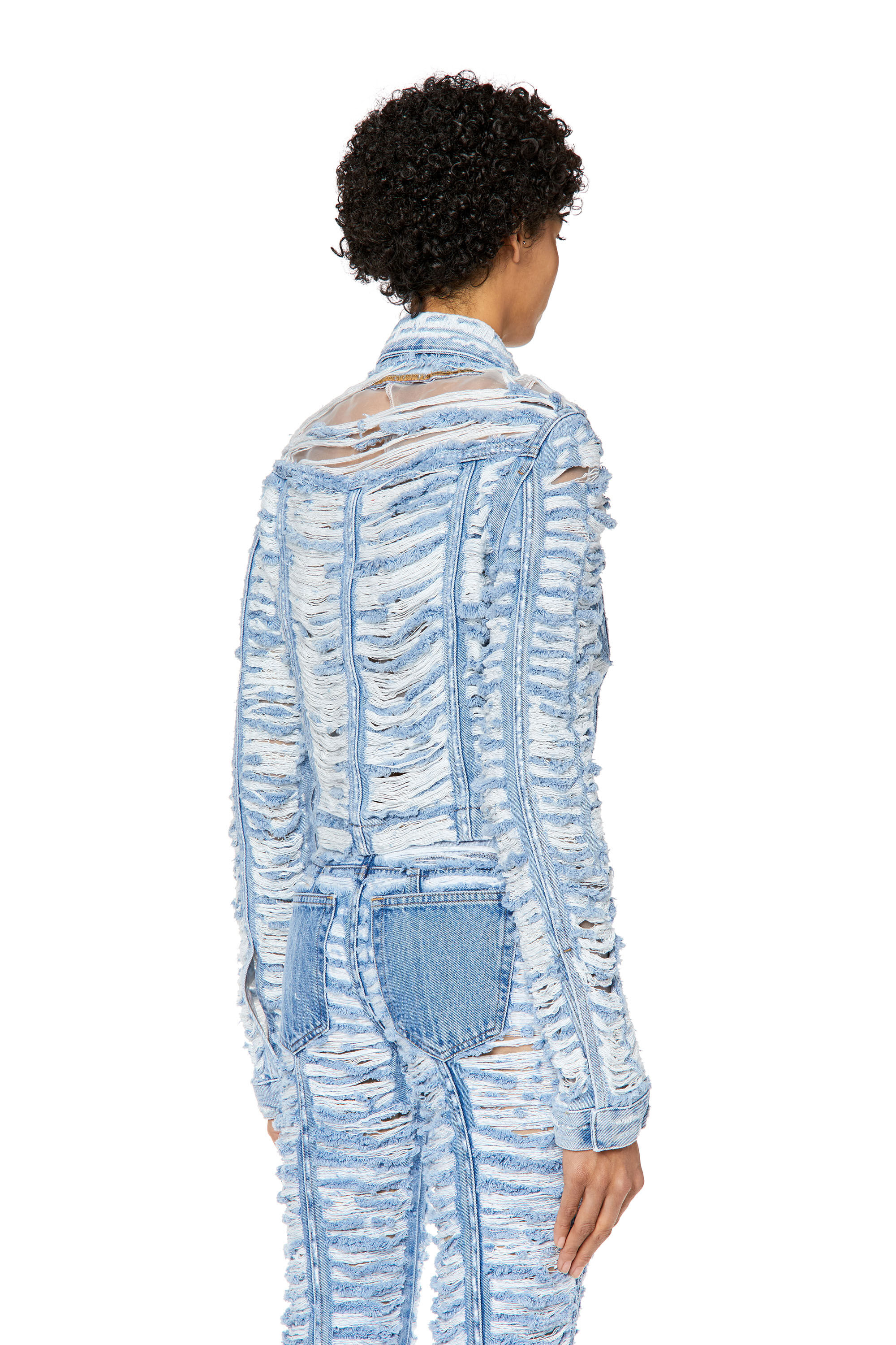 Diesel - DE-SLIMMY-FSC, Veste cropped en denim Tiger Breaks Femme in Bleu - 5