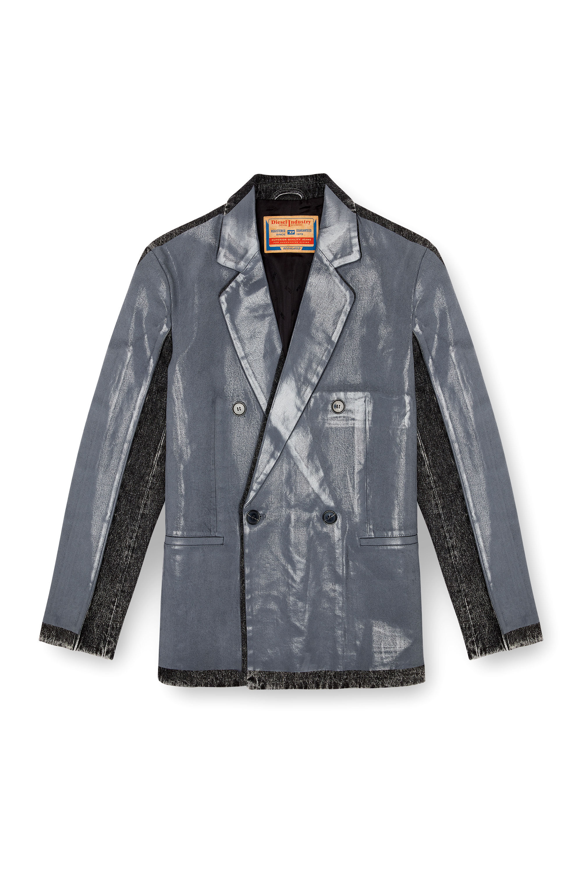 Diesel - D-KOT-FSF, Male's Denim blazer with half coating in Grey/Black - 2