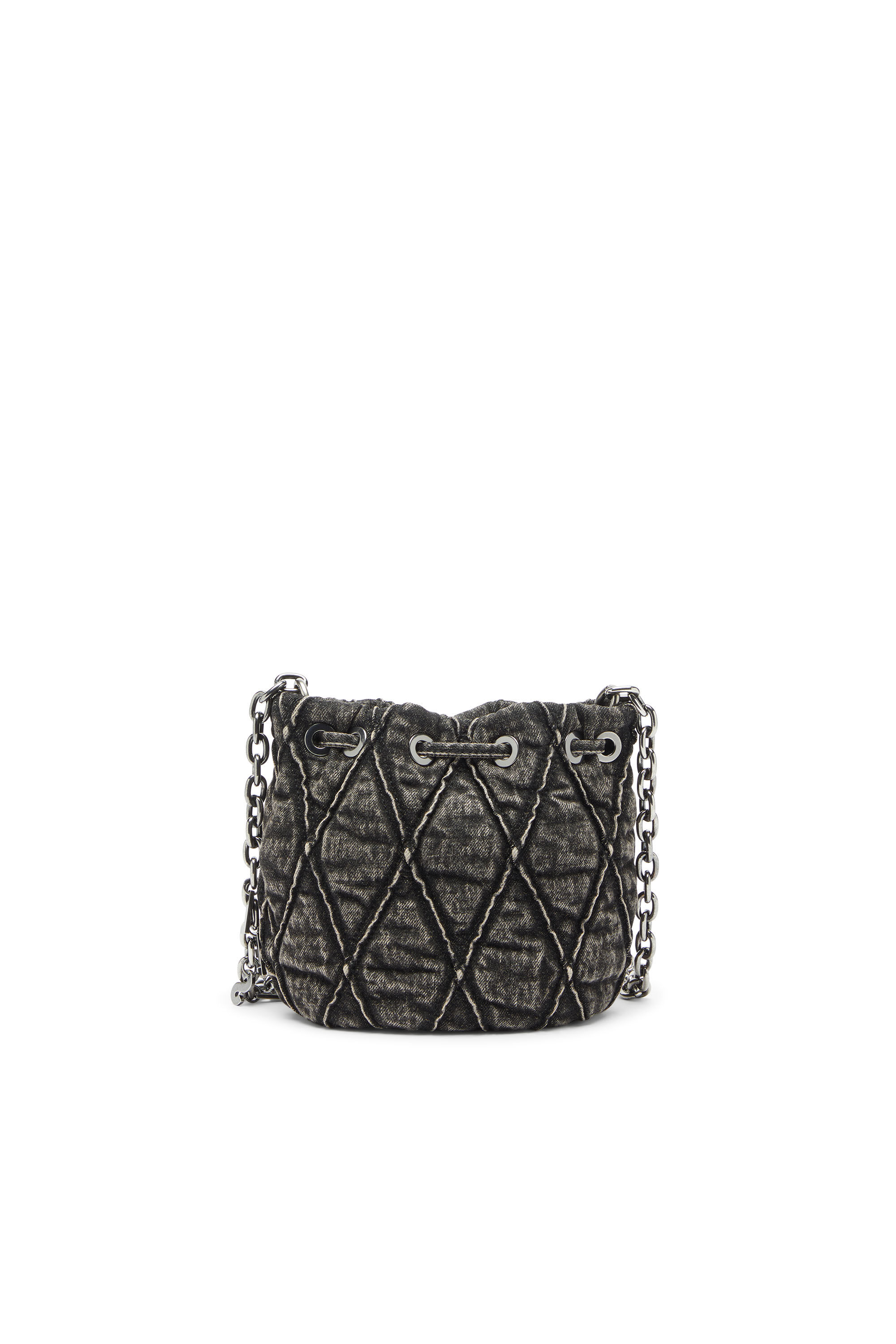 Diesel - CHARM-D BUCKET S, Woman's Charm-D - Bucket bag in acid-wash quilted denim in Dark grey - 2