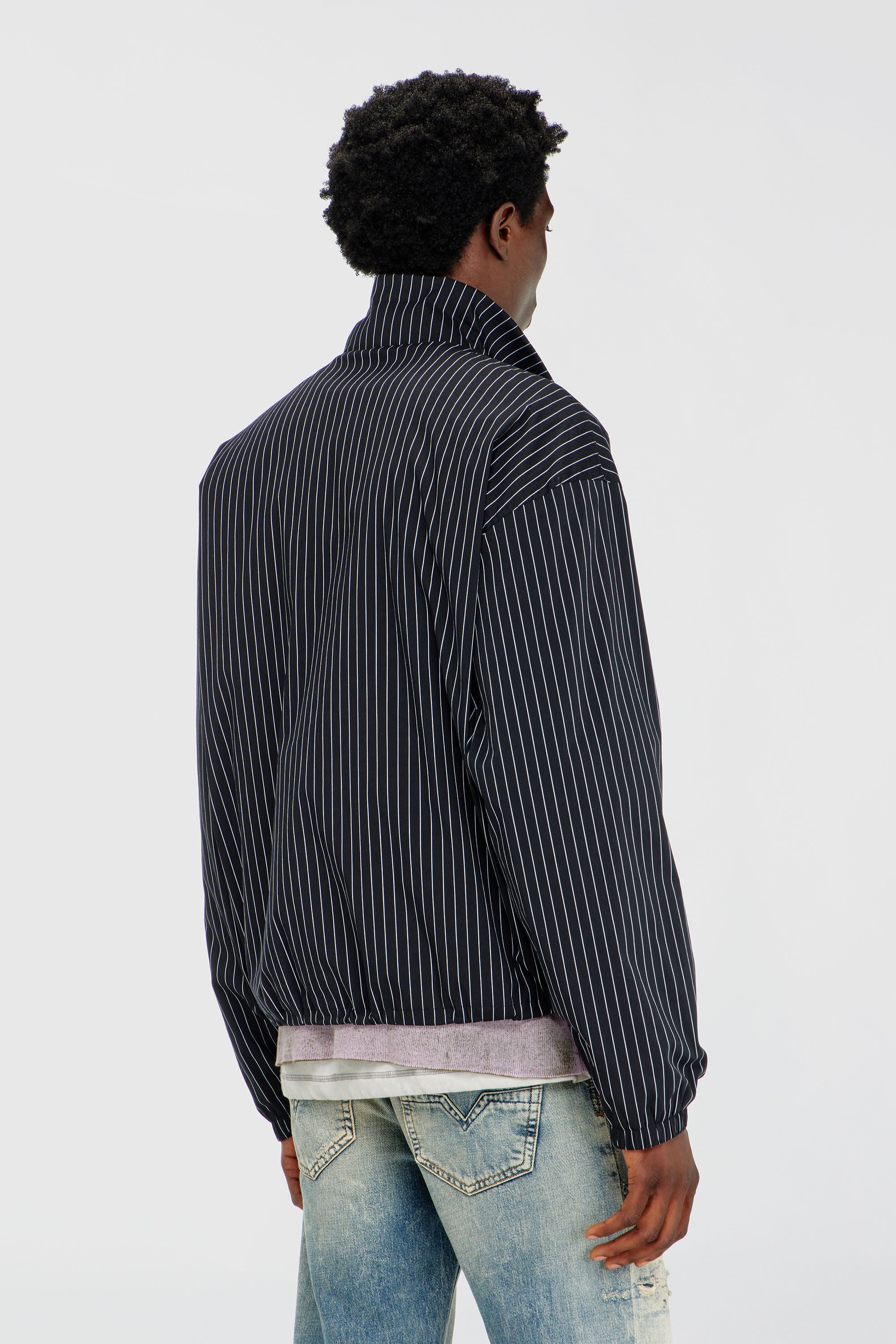 Diesel - J-CORSAR-NJCA, Nylon pinstripe Jacket con bordado de Phoenix Hombre in Negro - 5