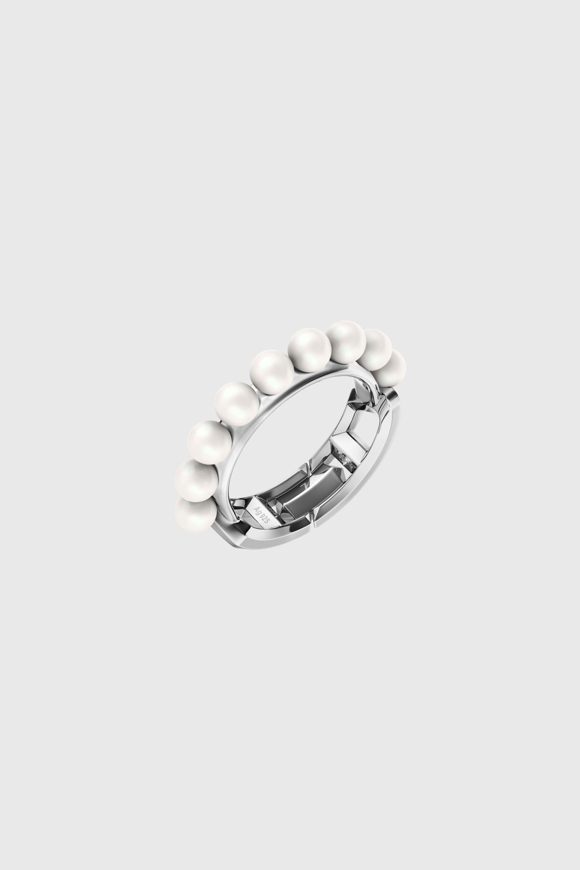 Diesel - DL1370040 STERLING SILVER JEWEL, Anillo de banda en plata de ley y perlas Unisex in Plateado - 1