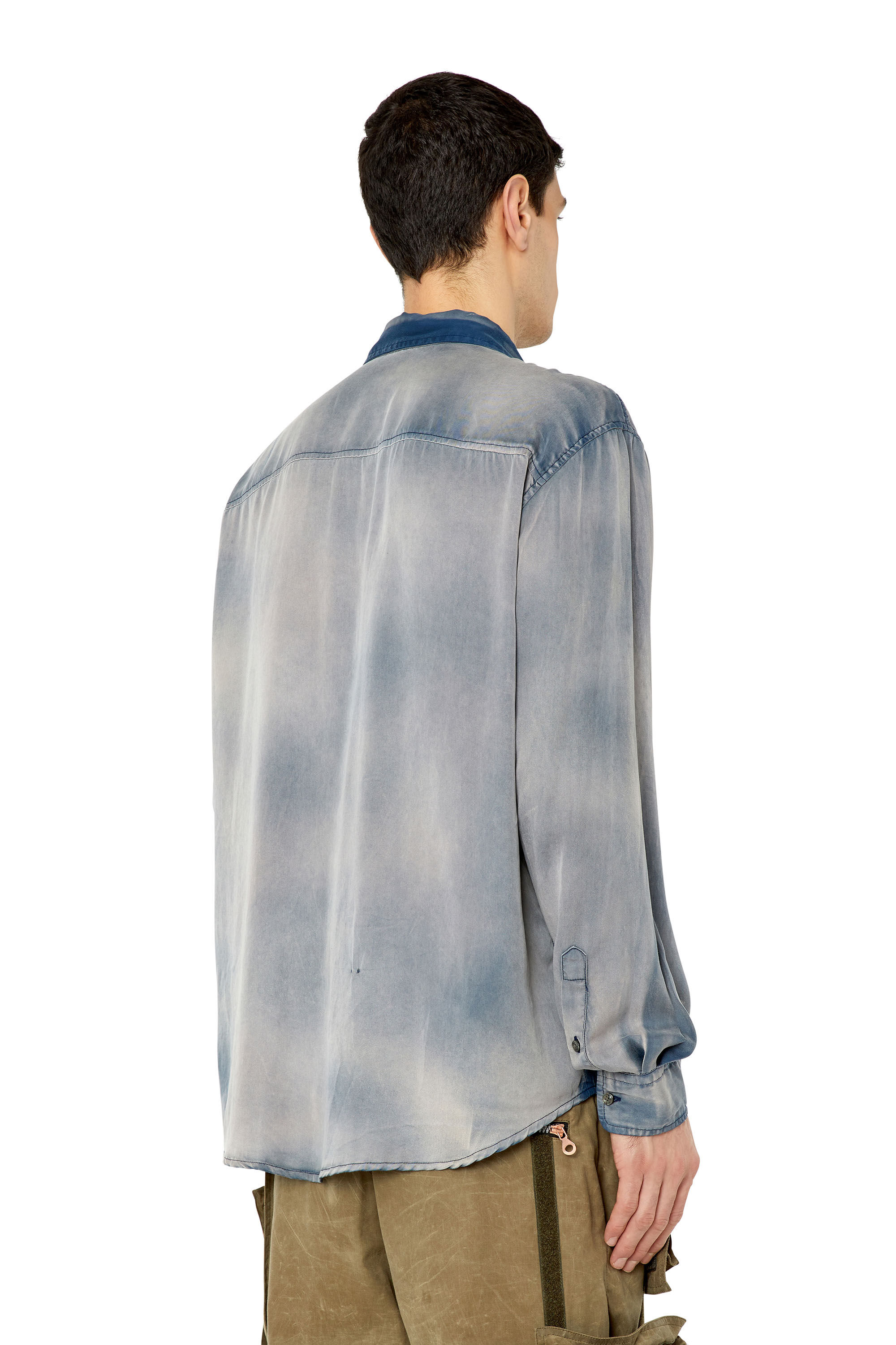 Diesel - S-UMBE-TREAT, Chemise en twill Tencel traité Homme in Bleu - 5