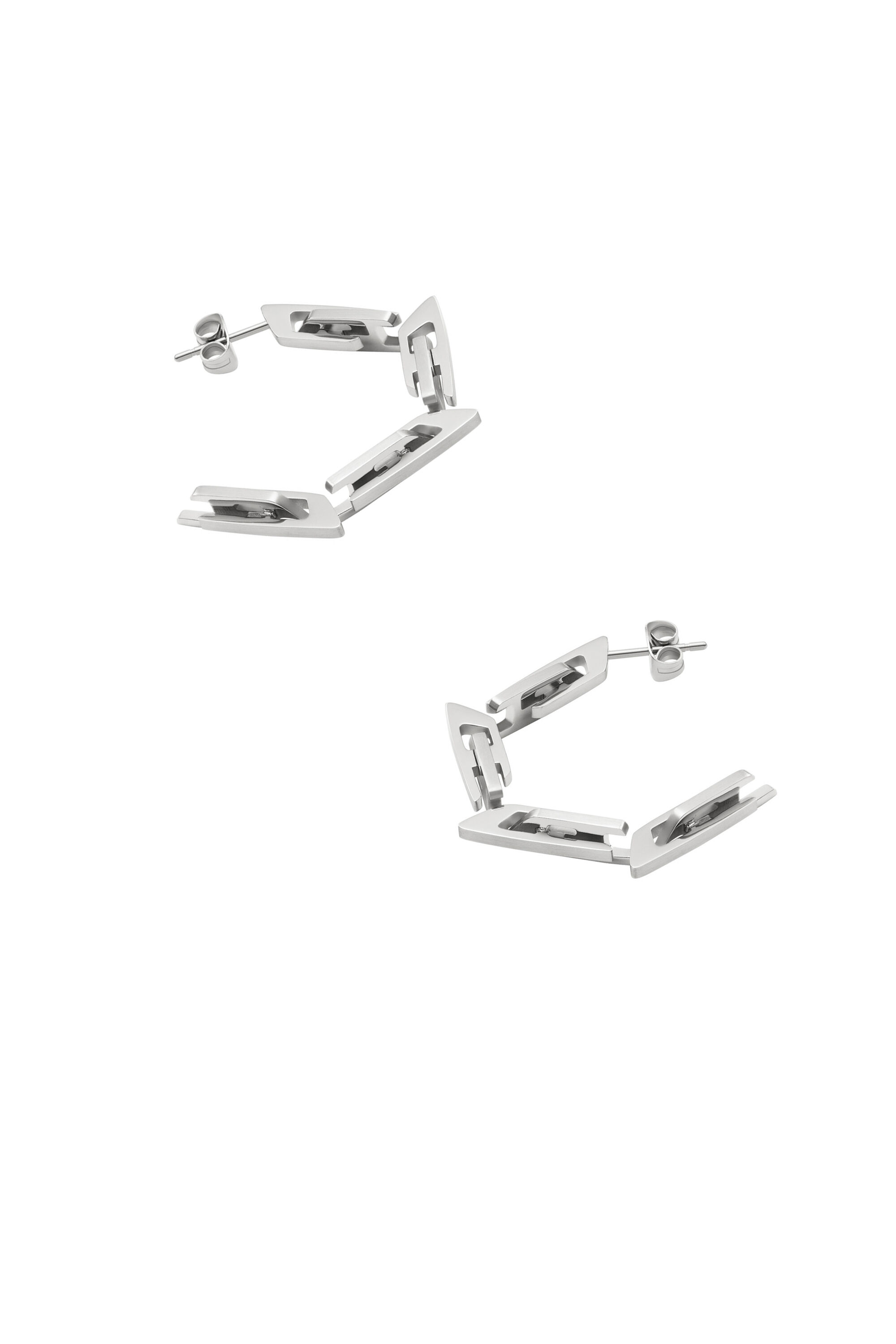 Diesel - DX1375, Boucles d'oreilles créoles avec logo D en acier inoxydable Mixte in Gris argenté - 2