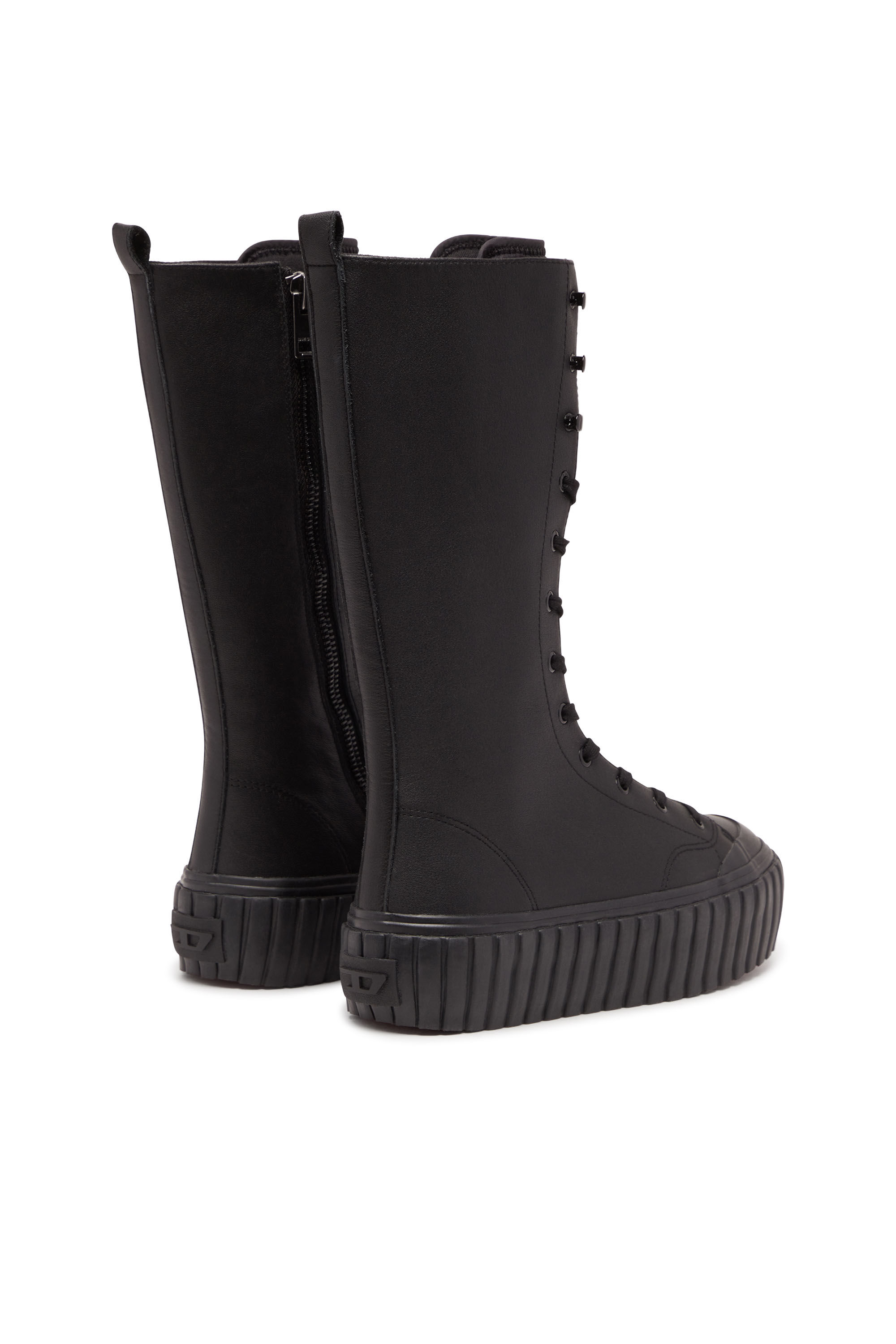 Diesel - S-HANAMI BT W, Female's S-Hanami BT W - Leather lace-up boots with flatform sole in Black - 3