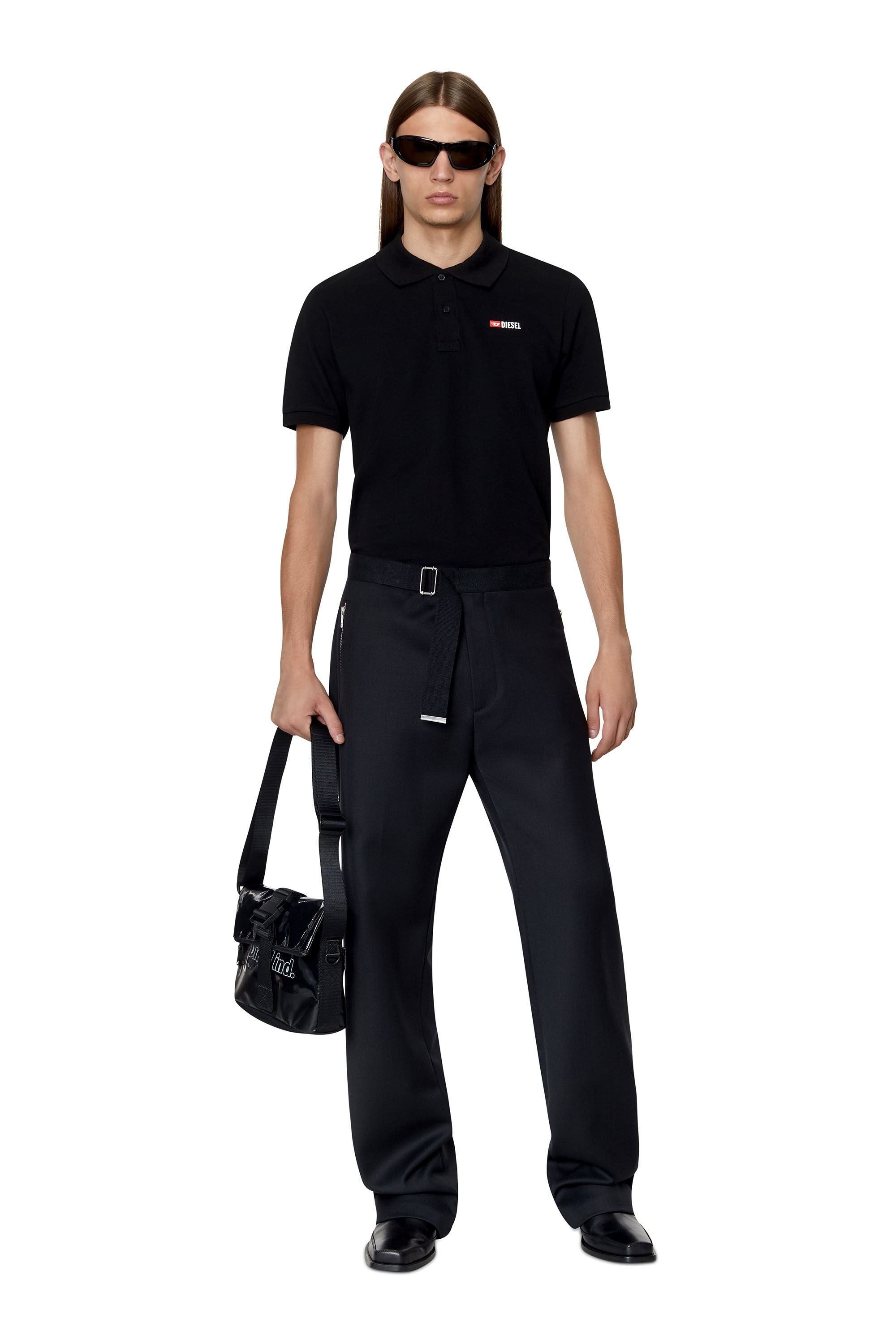 Diesel - T-SMITH-DIV, Male's Polo shirt with 3D logo in Black - 1