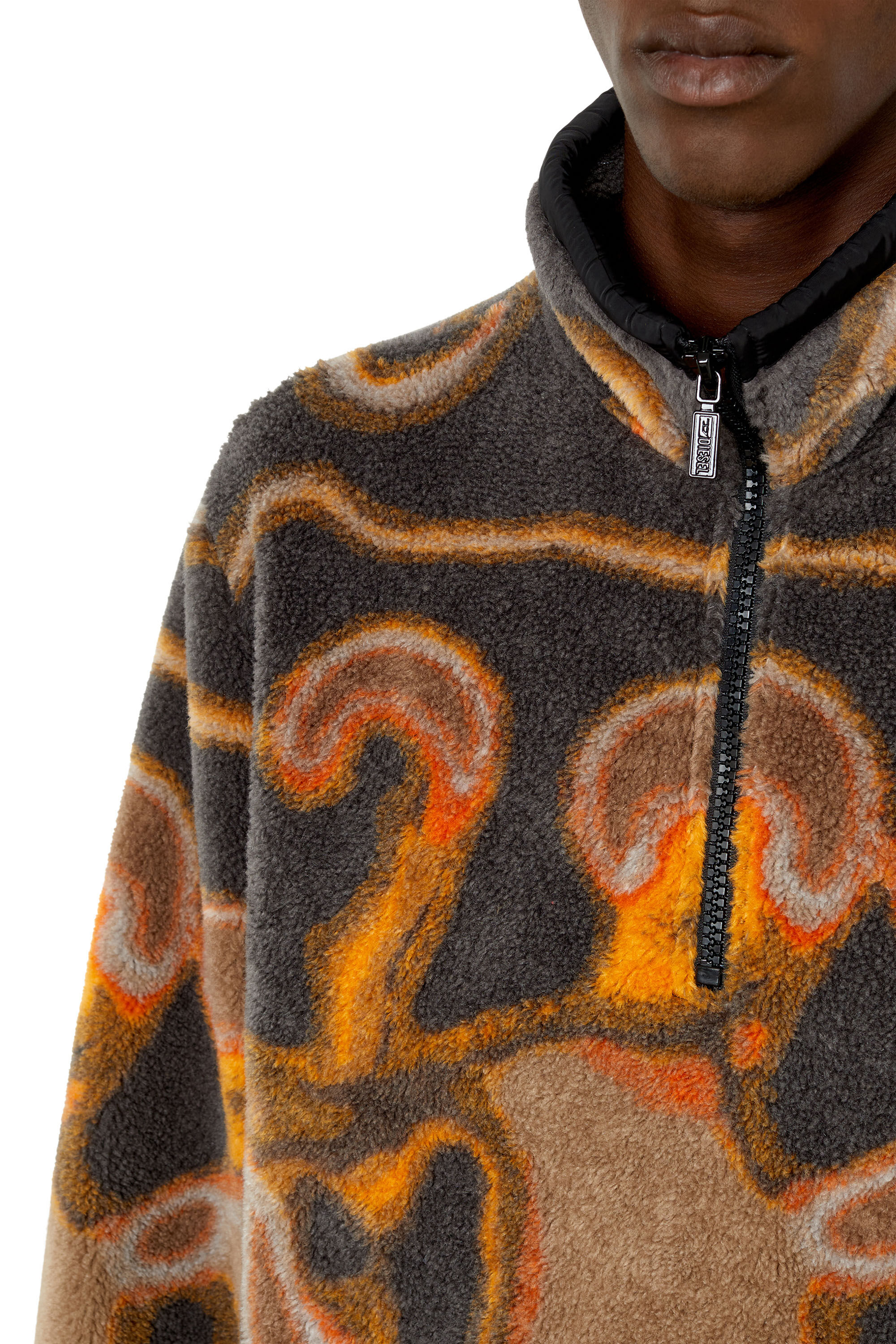 Diesel - S-TRAILER, Sudadera con media cremallera de teddy jacquard Hombre in Multicolor - 5