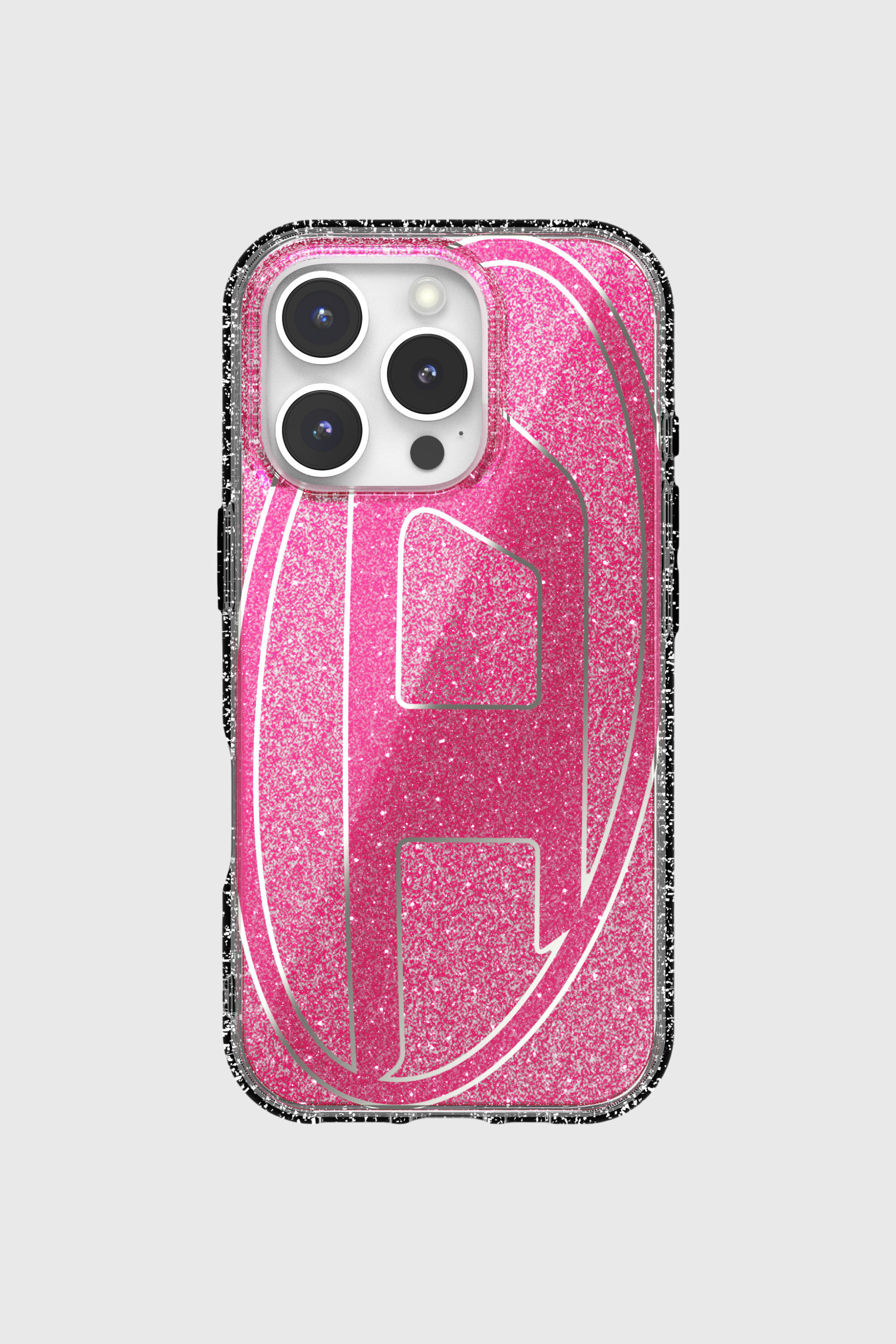 Women's Oval D Glitter Case for iP 16 Pro | Pink | Diesel {{Country}}