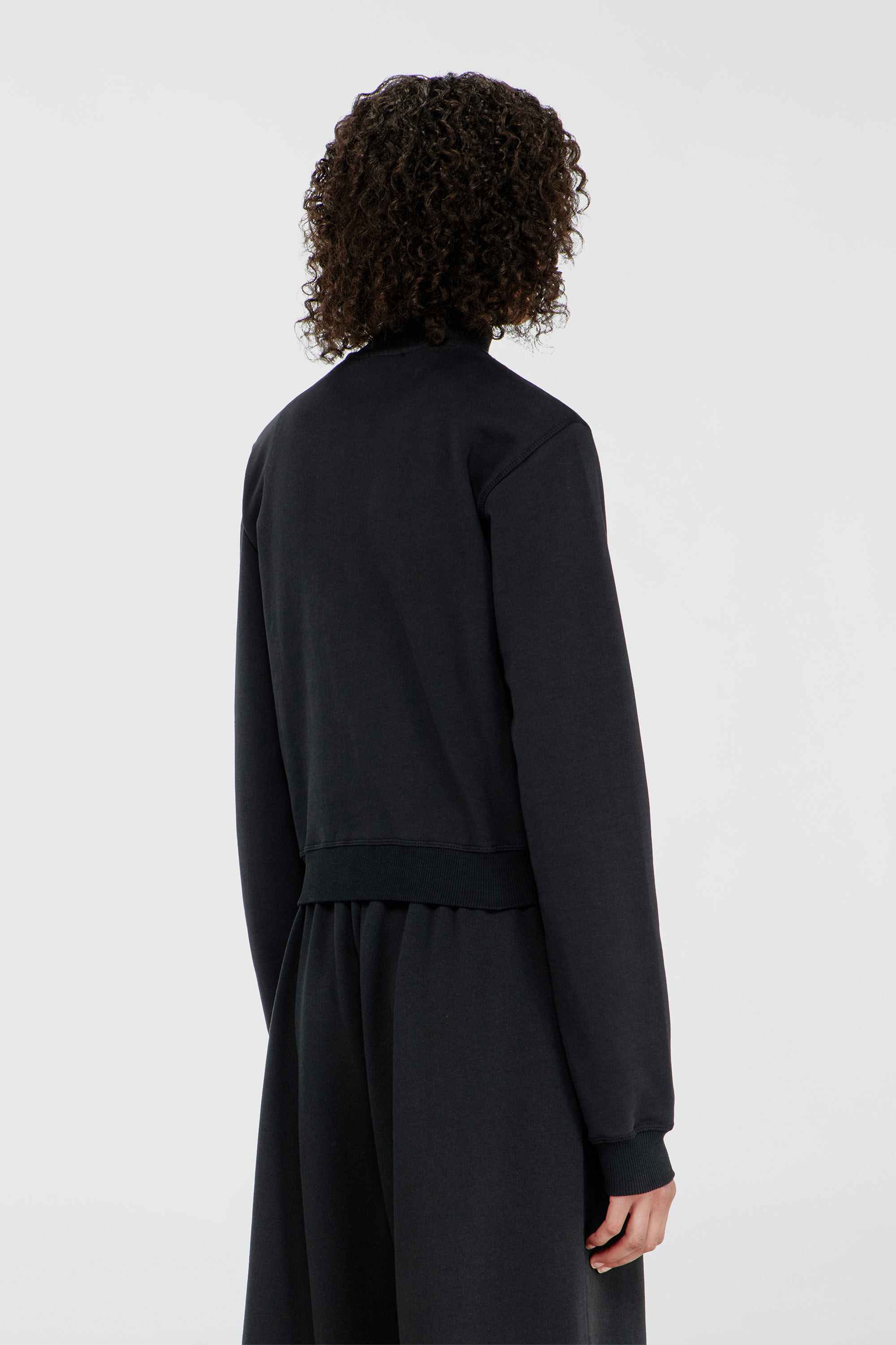 Women's Zipped sweatshirt with silver Oval D | Black | Diesel
