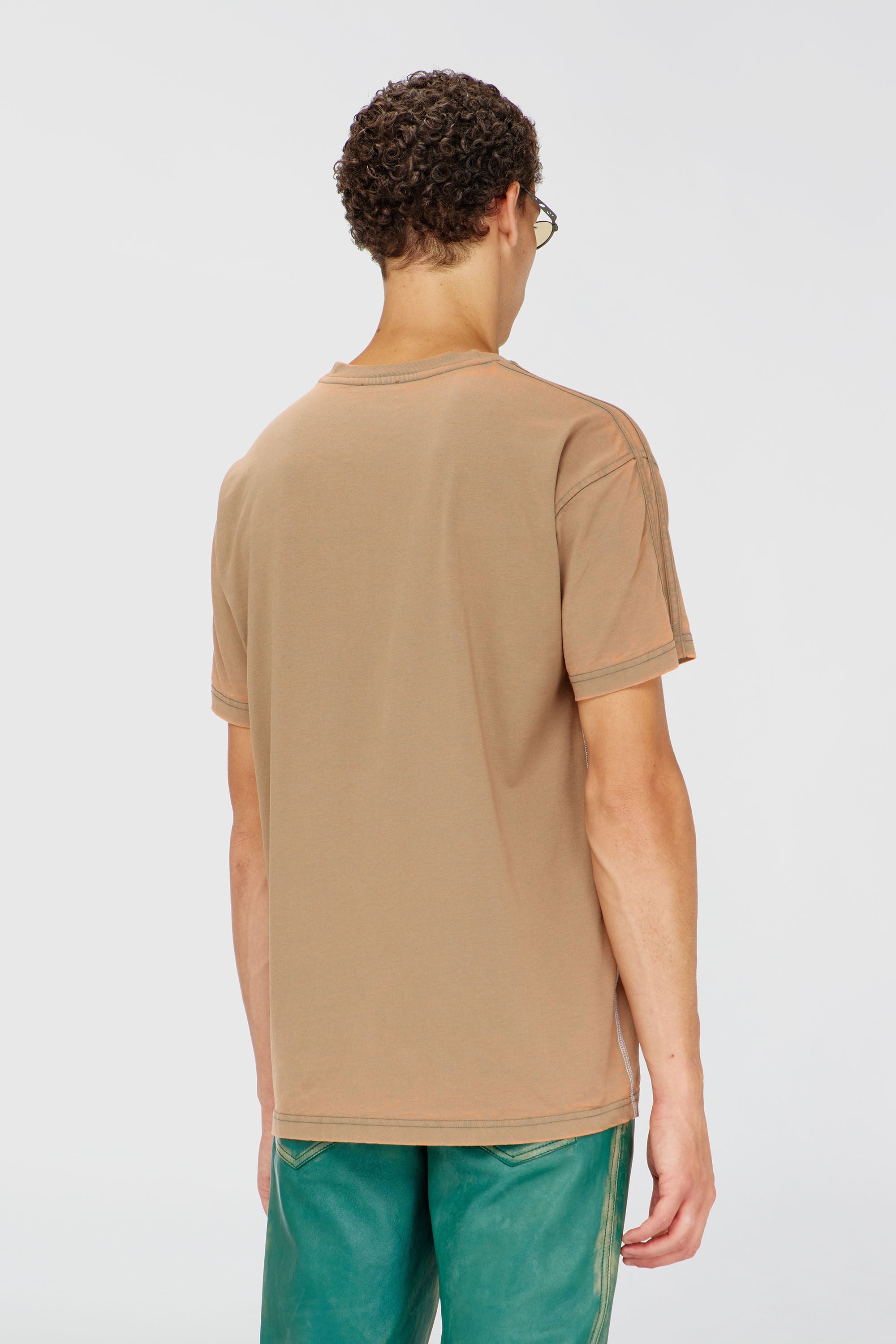 Diesel - T-WAYAN, Man's Long-sleeve T-shirt in burnout jersey in Light Brown - 4