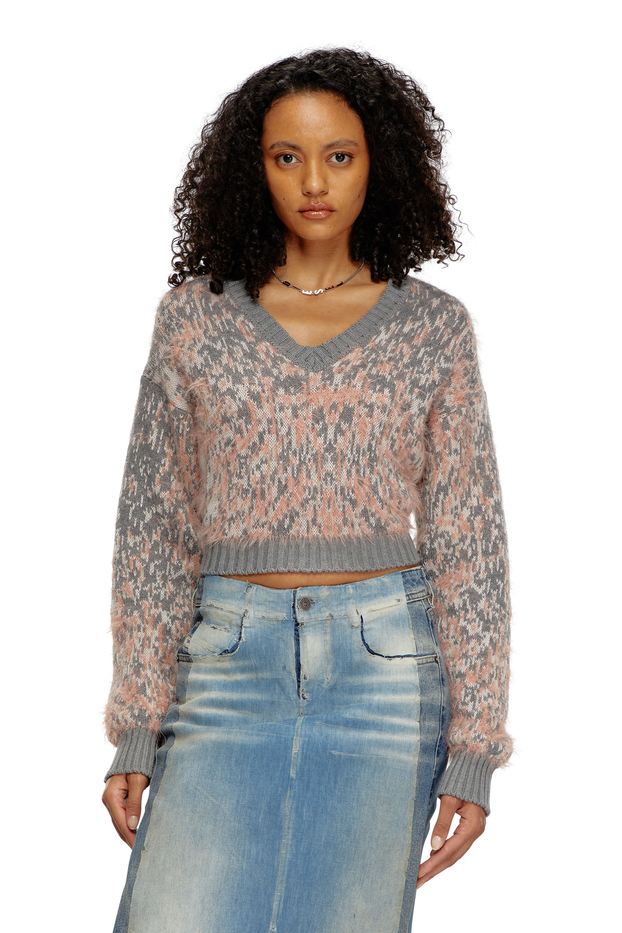 Women's Cropped jumper with Rain Camo motif | Multicolor | Diesel