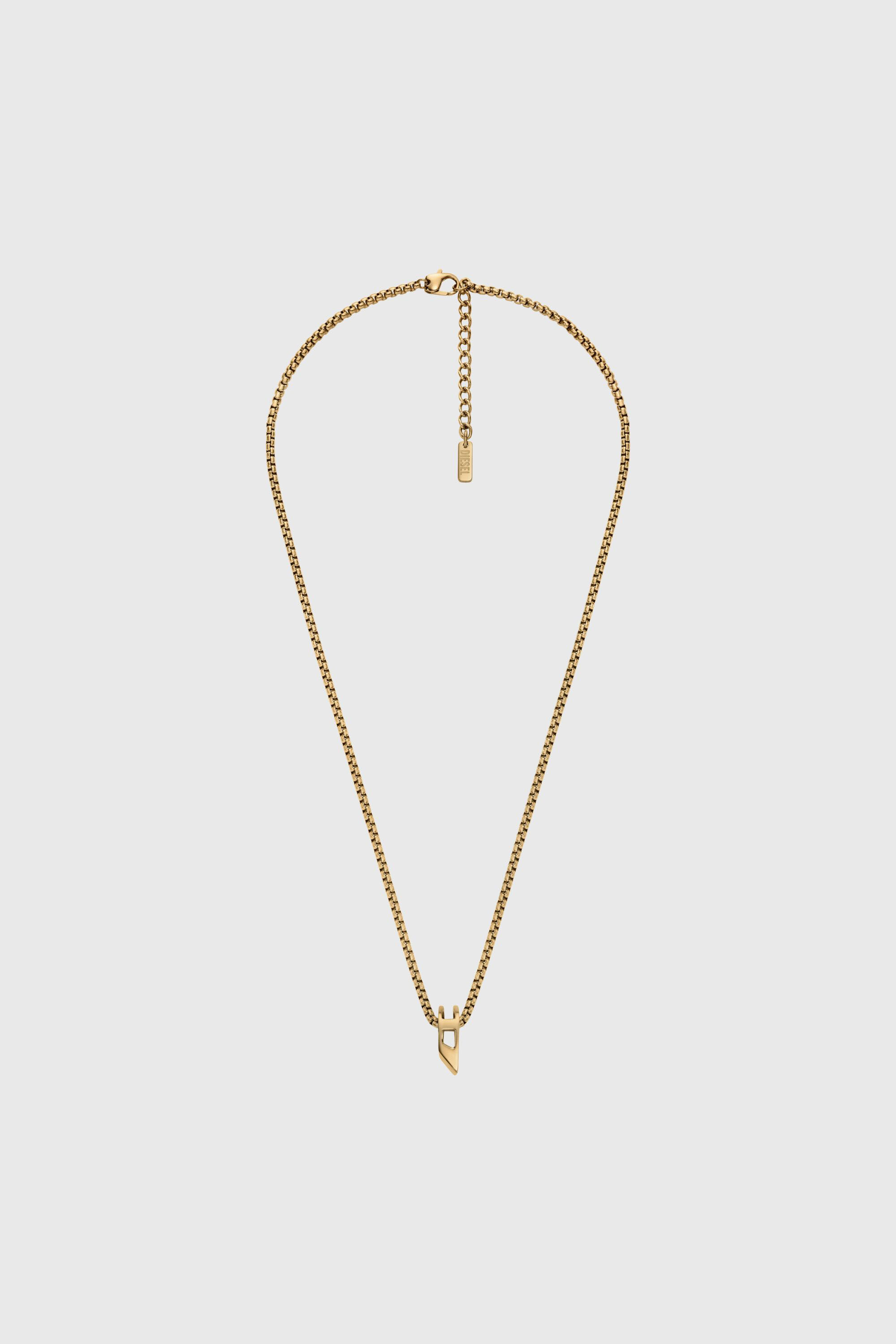 Diesel - DX1670710 JEWELLERY, Collar con colgante de acero inoxidable Unisex in Dorado - 1