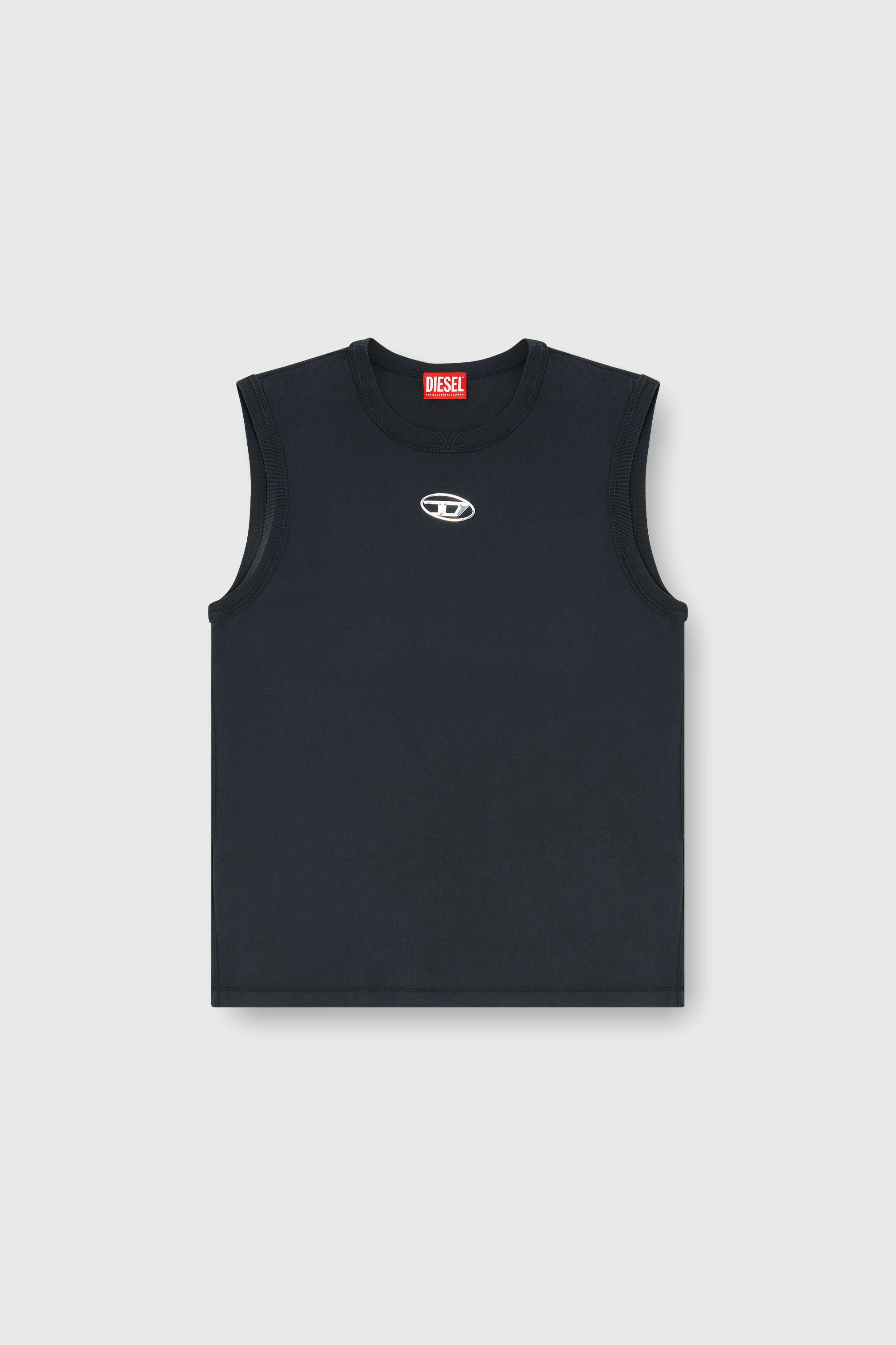 Men's Cotton tank top with metallic Oval D | Black | Diesel US