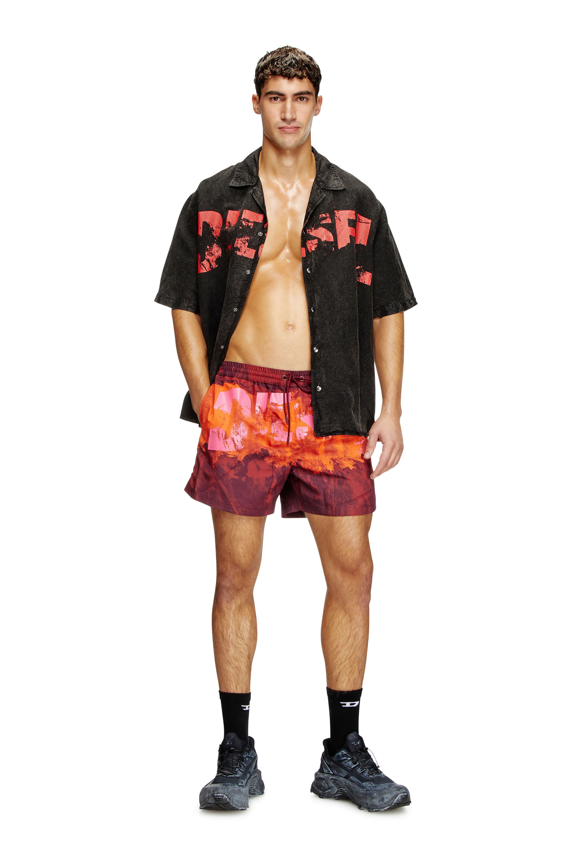 Men's Beach shirt in linen blend | Black | Diesel US