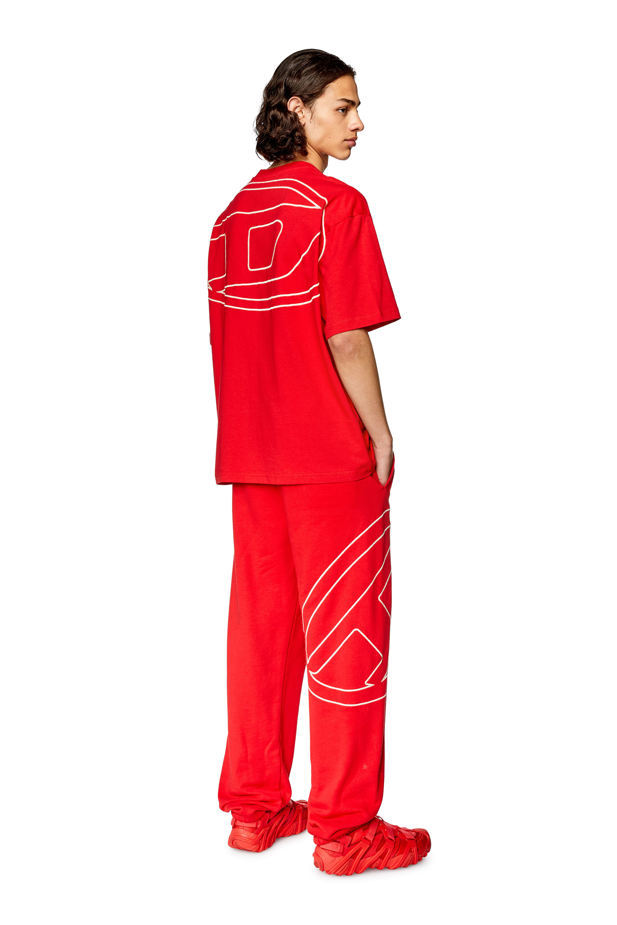 Diesel - T-BOGGY-MEGOVAL, T-shirt avec maxi logo D dans le dos Homme in Rouge - 1