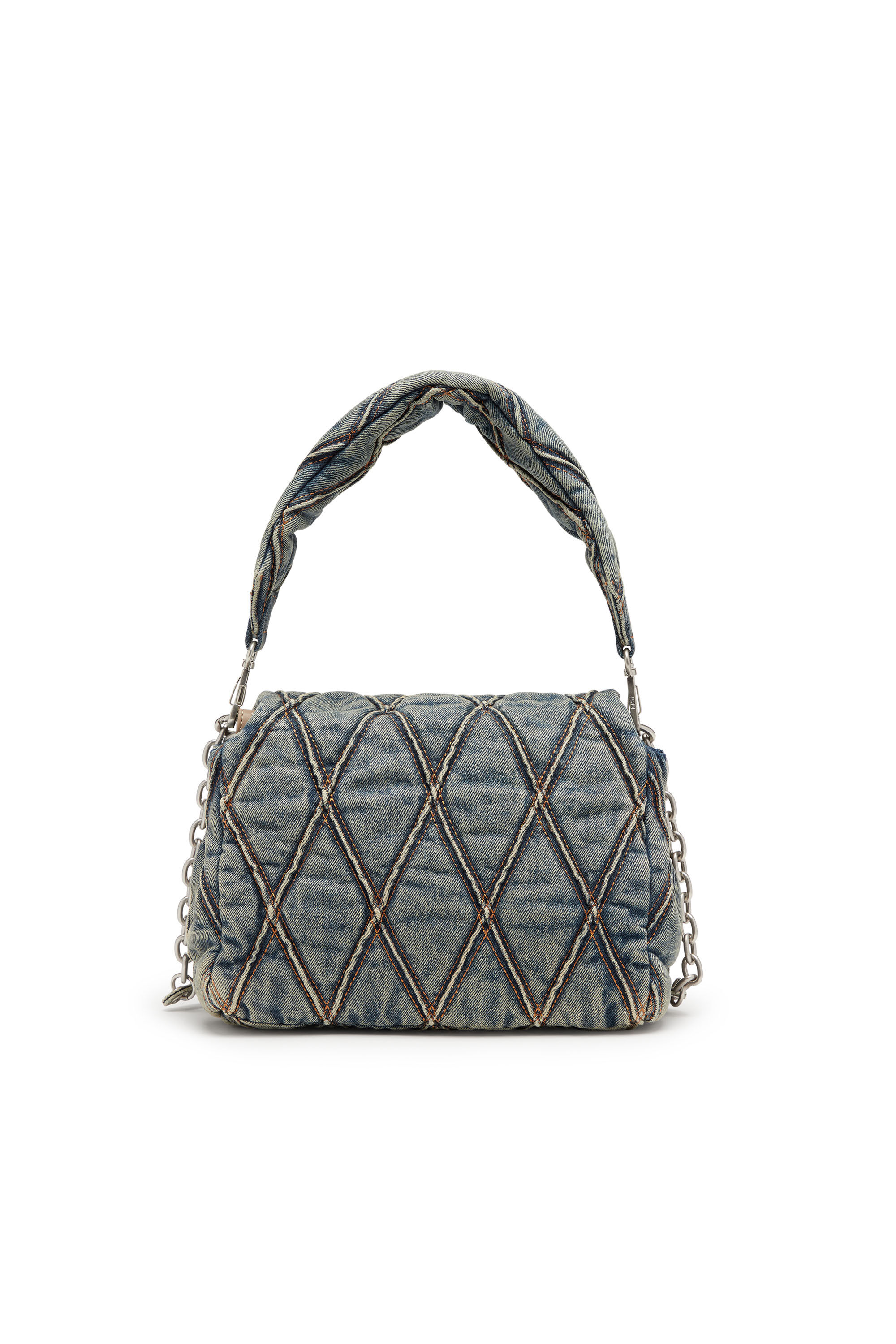 Diesel - CHARM-D SHOULDER M, Female's Charm-D M-Handbag in quilted denim in Medium Blue - 3