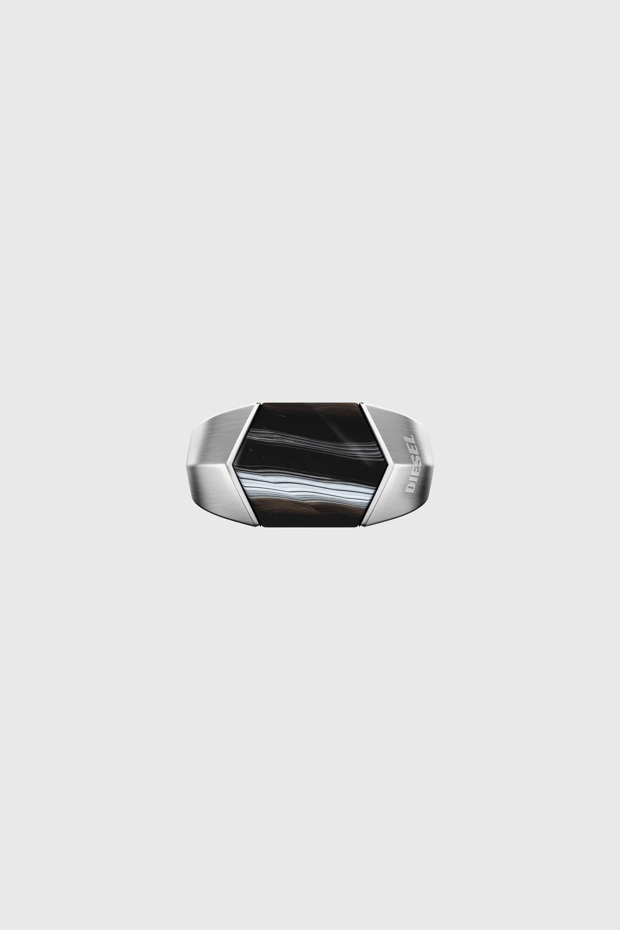 Diesel - DX1711040, Anillo sello de &aacute;gata negra Unisex in Plateado - 3