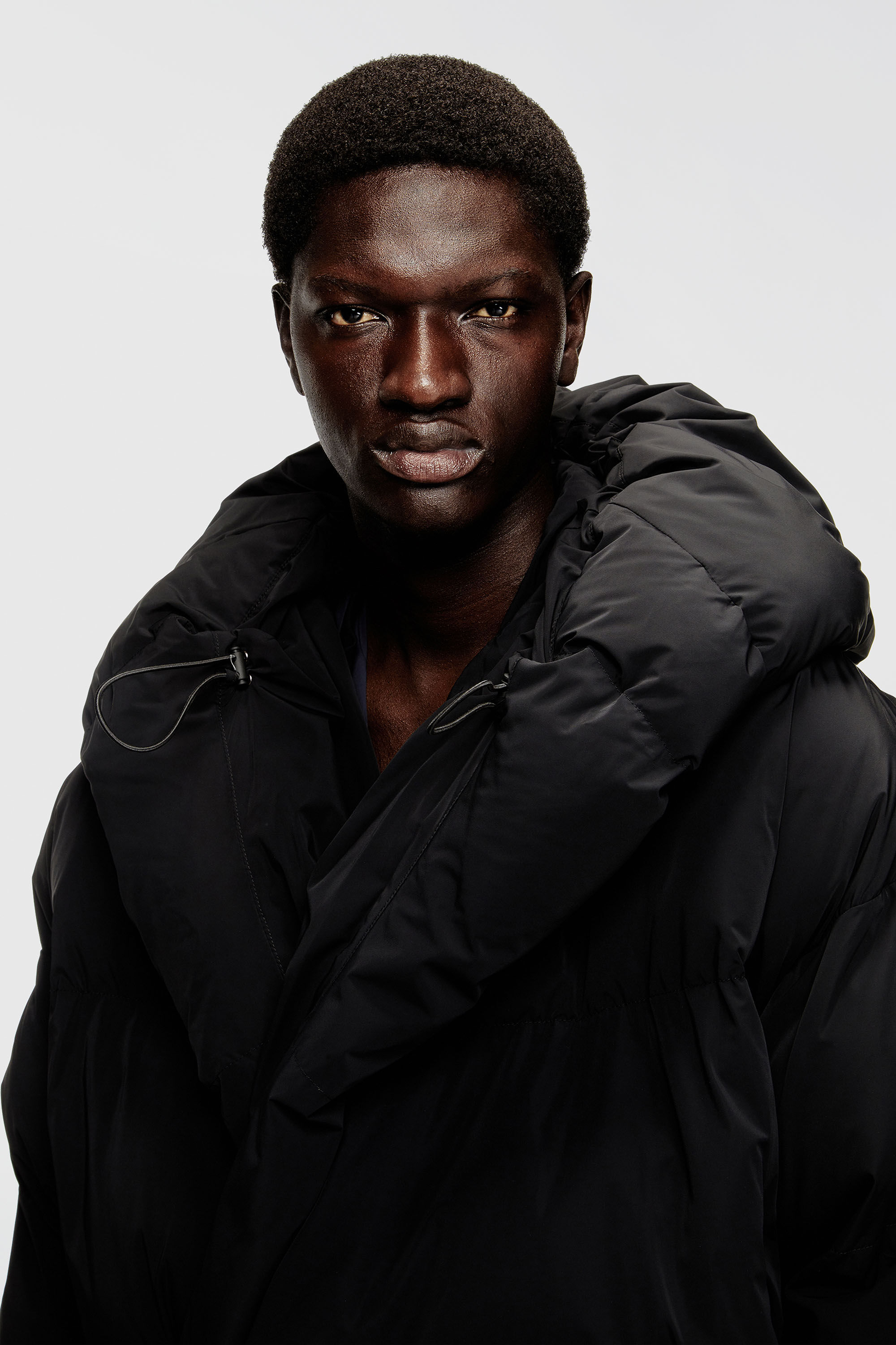 Men's Wrap puffer jacket in stretch nylon | Black | Diesel US