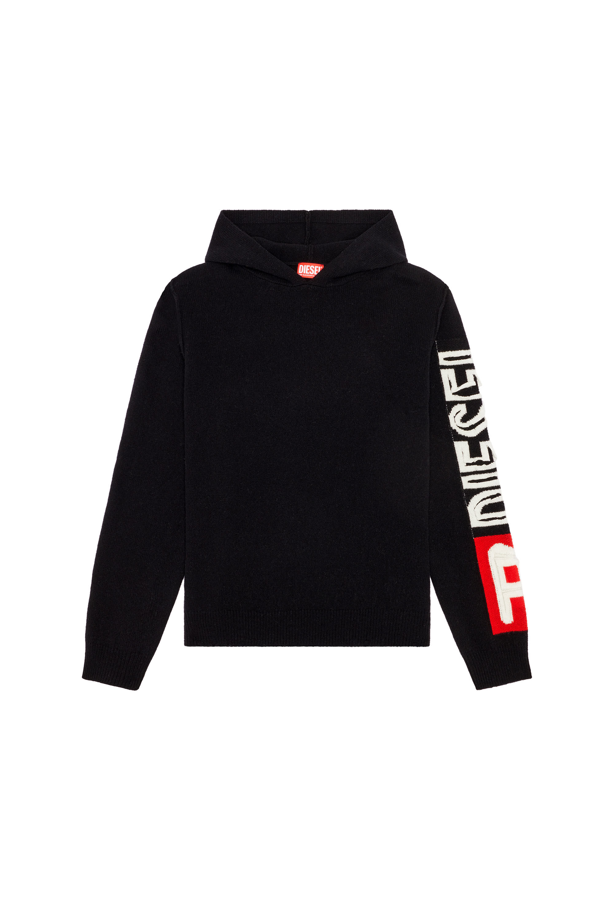 Diesel - K-TELENDO, Man's Wool hoodie with cut-up logo in Black - 2