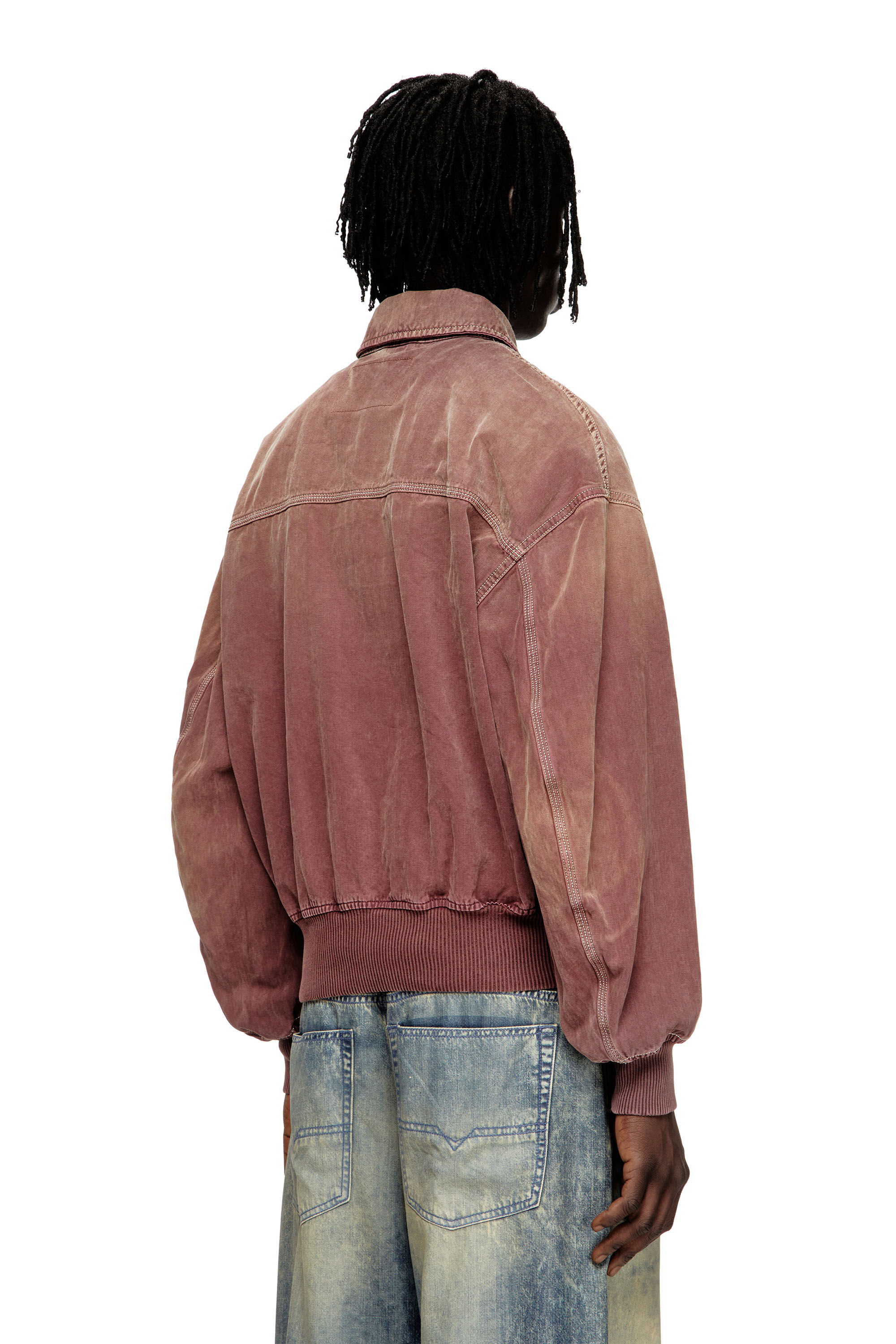 Diesel - D-KURZ, Veste en denim à chevrons coloré Mixte in Marron - 5