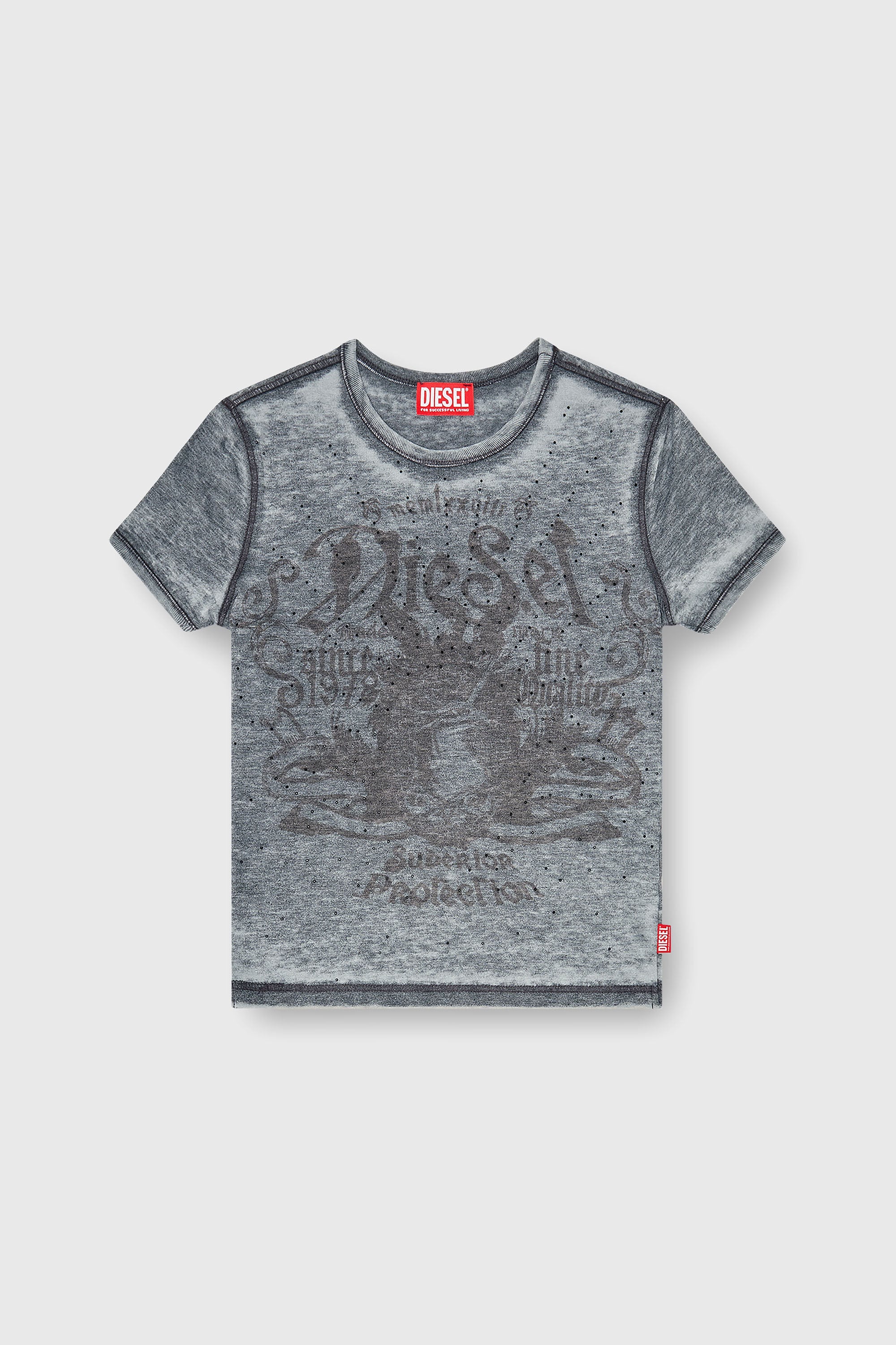 Diesel - T-UNCUTIES-LONG-AA3, Camiseta slim de punto con estampado y tachuelas Mujer in Multicolor - 2