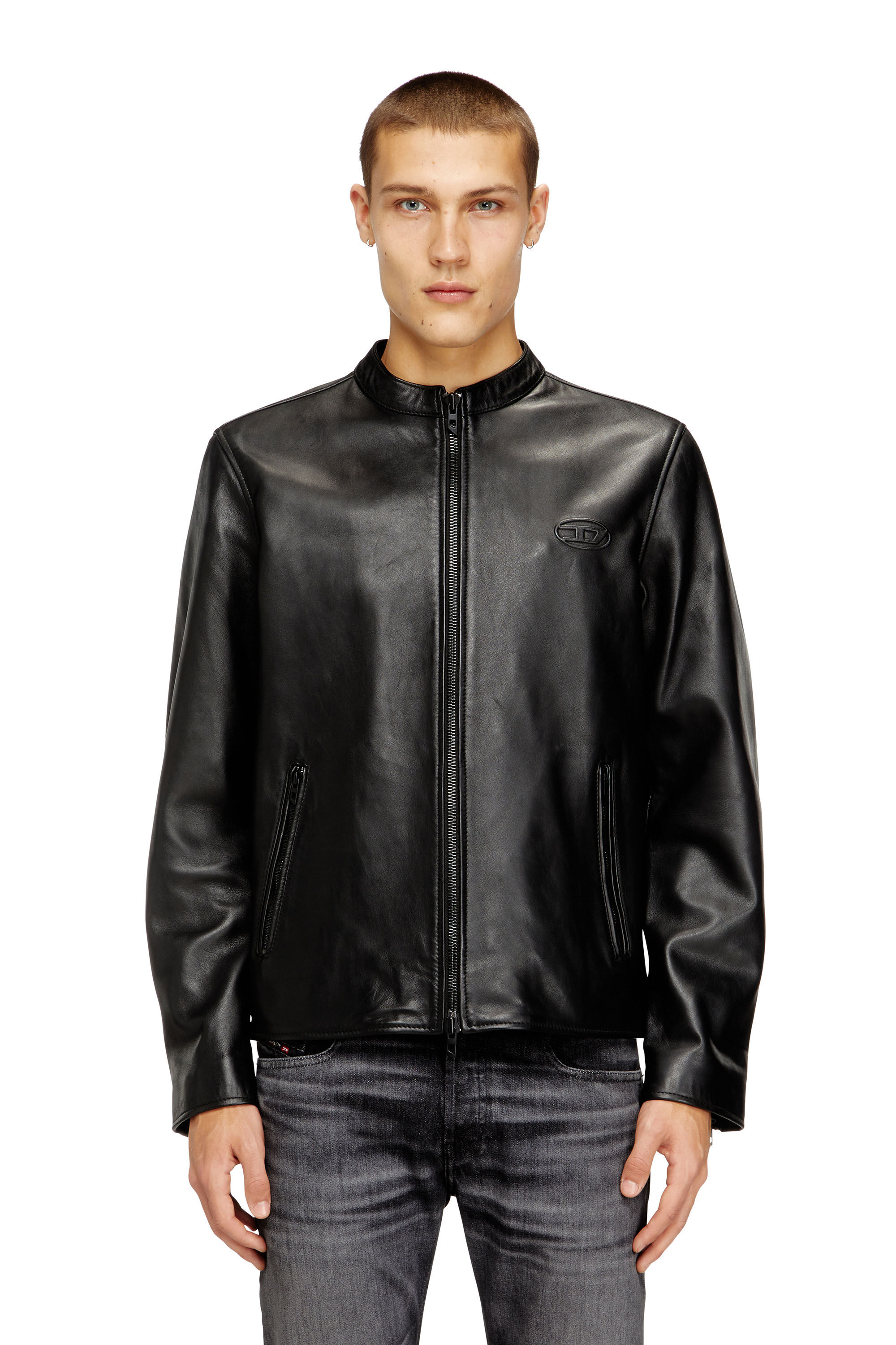 Diesel - L-TAD-WRD, Male's Biker jacket in waxed leather in Black - 3