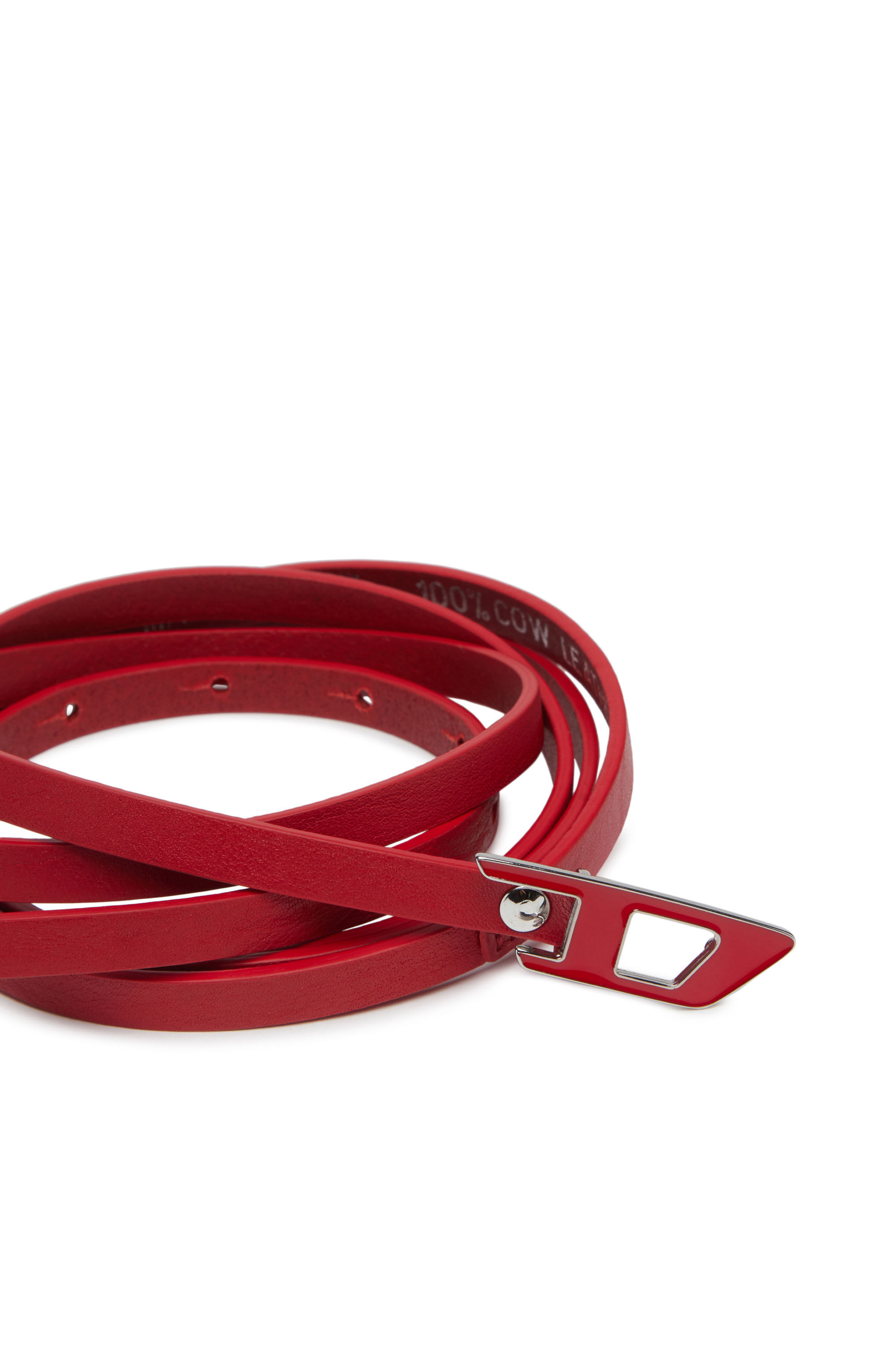 Women's Slim double-wrap leather belt Red Diesel