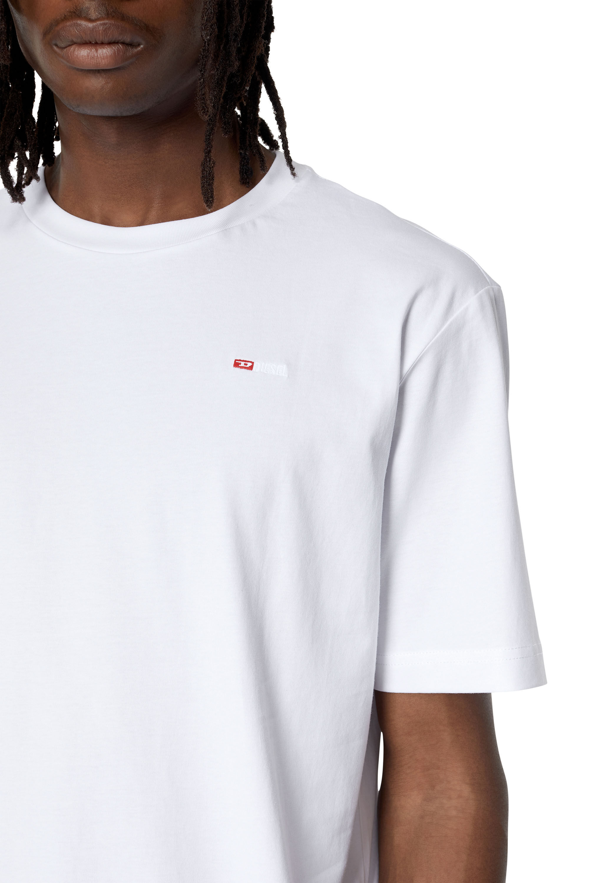 Diesel - T-JUST-MICRODIV, Male's T-shirt with micro-embroidered logo in White - 4